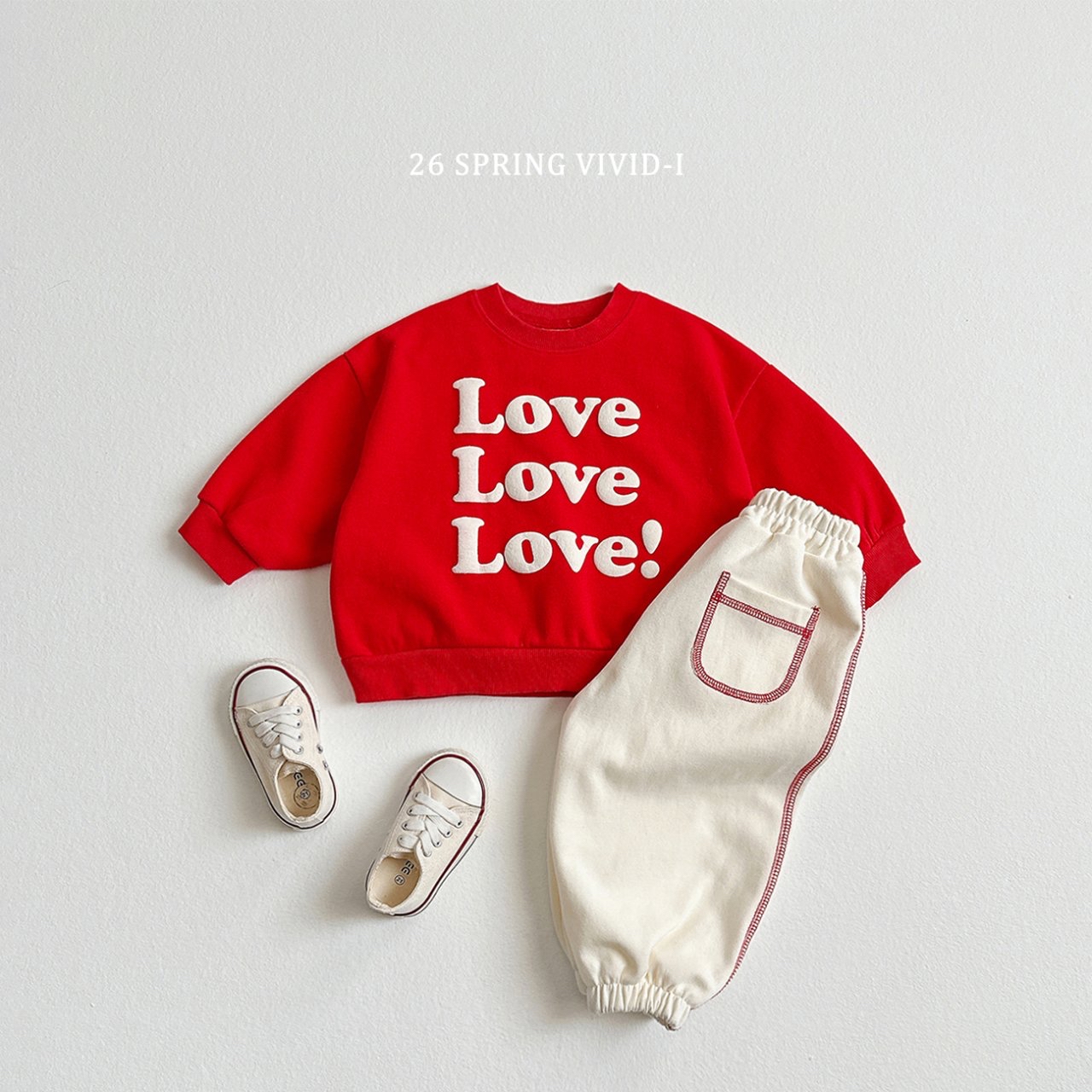 🌸預訂 韓國直送🌸🇰🇷VIVIDI兩色立體Love印花寬鬆衛衣