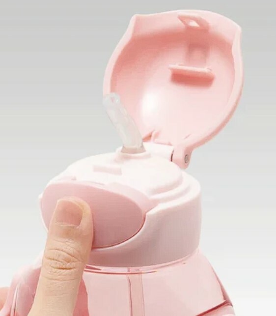 SKATER 透明彈蓋吸管水樽附背帶 530ml (HELLO KITTY)