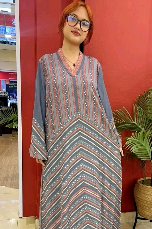 STRIPE DRESS in Pink Grey