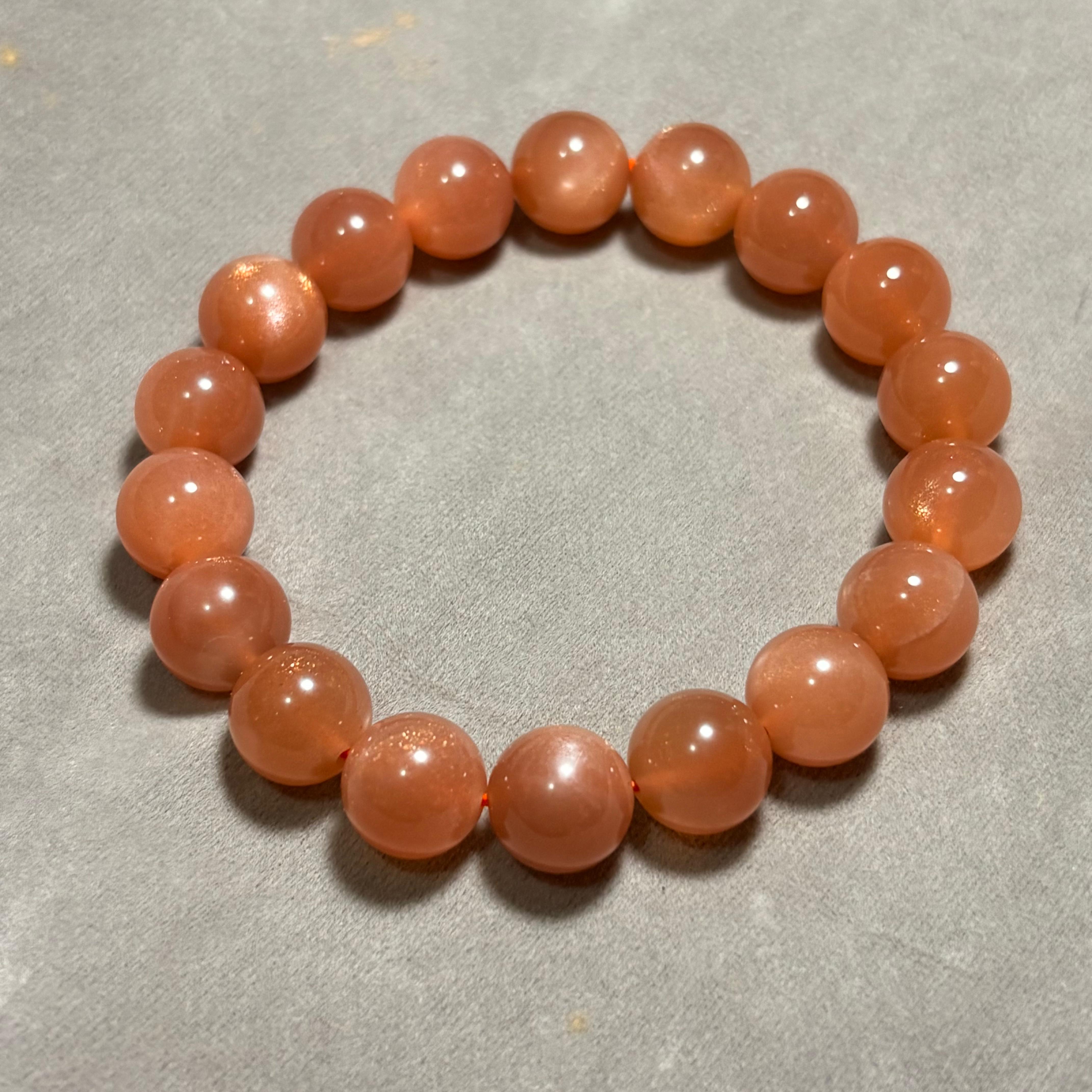 金沙橙月光石｜俗稱橙太陽石 手串 No 4321規格:  11.8mm珠/17cm手圍 