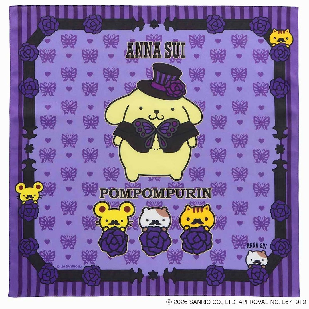 🎀【預訂】. Anna Sui x Pompompurin 印花手帕 P