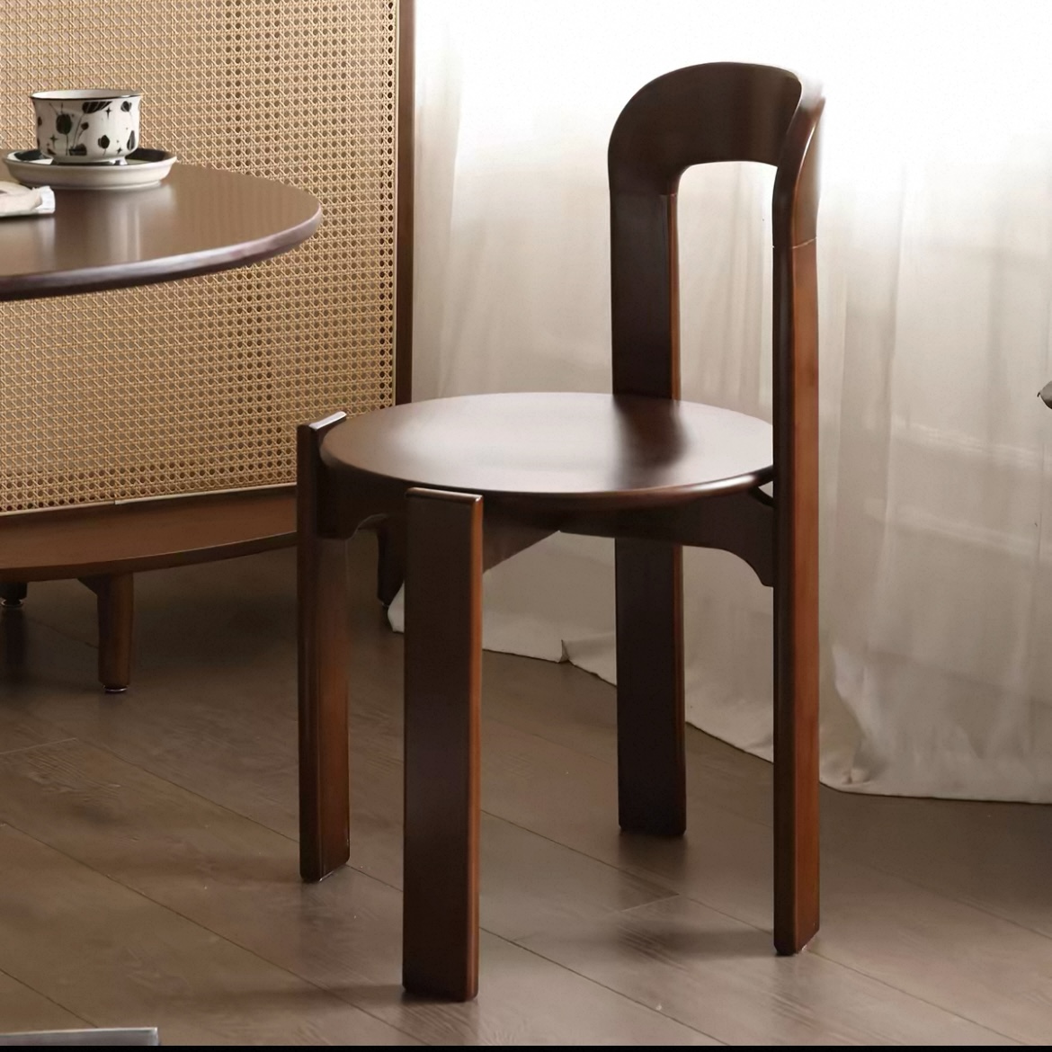 實木中復古圓形餐枱椅組合 北歐風 客廳陽台咖啡茶幾 細單位家用 Dining table