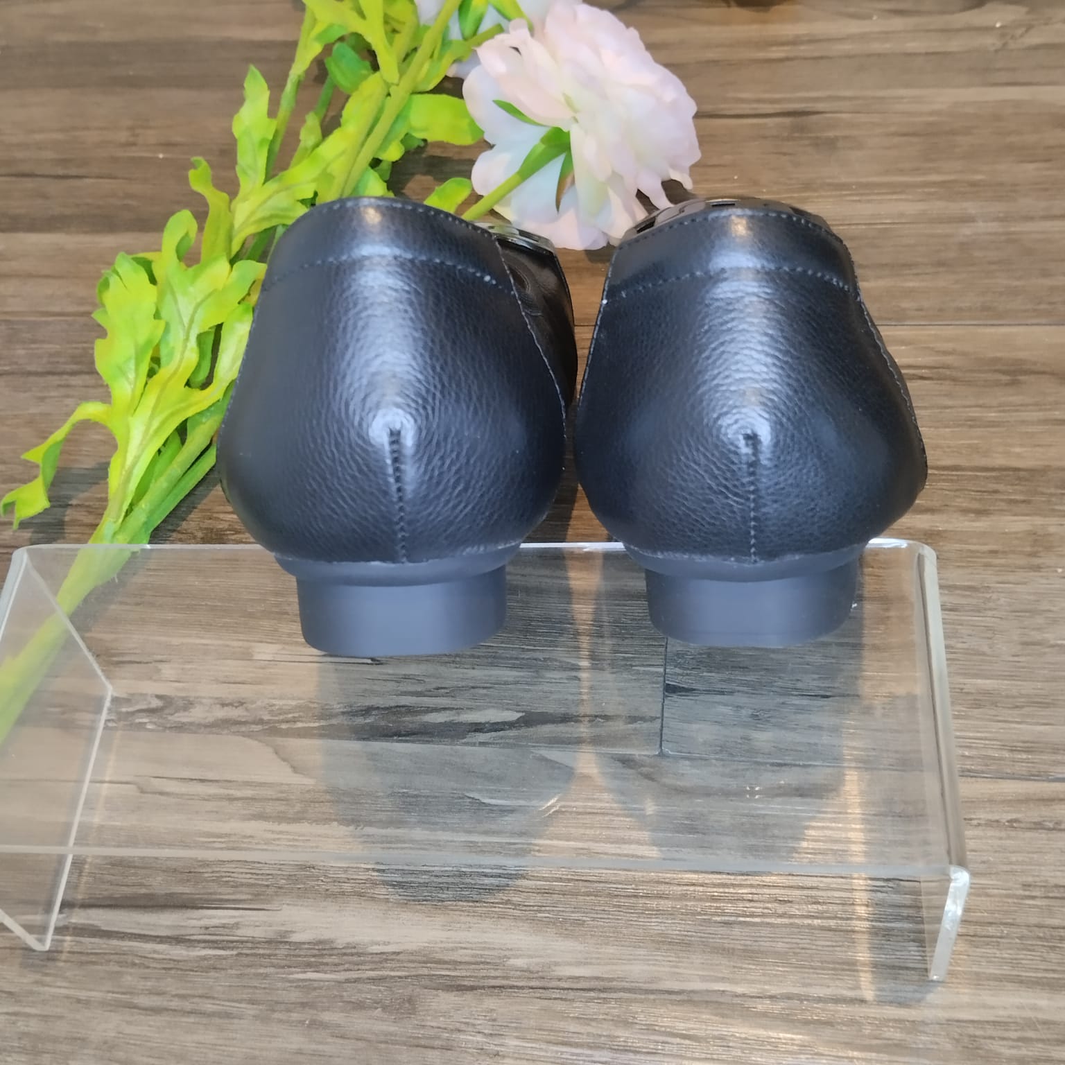 POSZPOSZ 女士黑色皮革芭蕾平底鞋，39 碼
