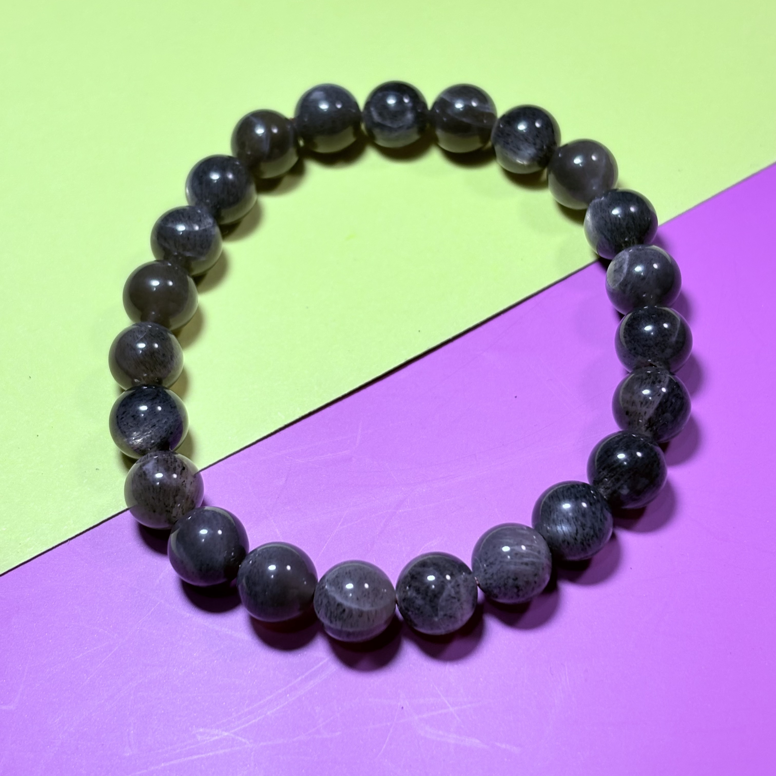 8mm太歲石黑幹體黑太陽石手串No.3025
