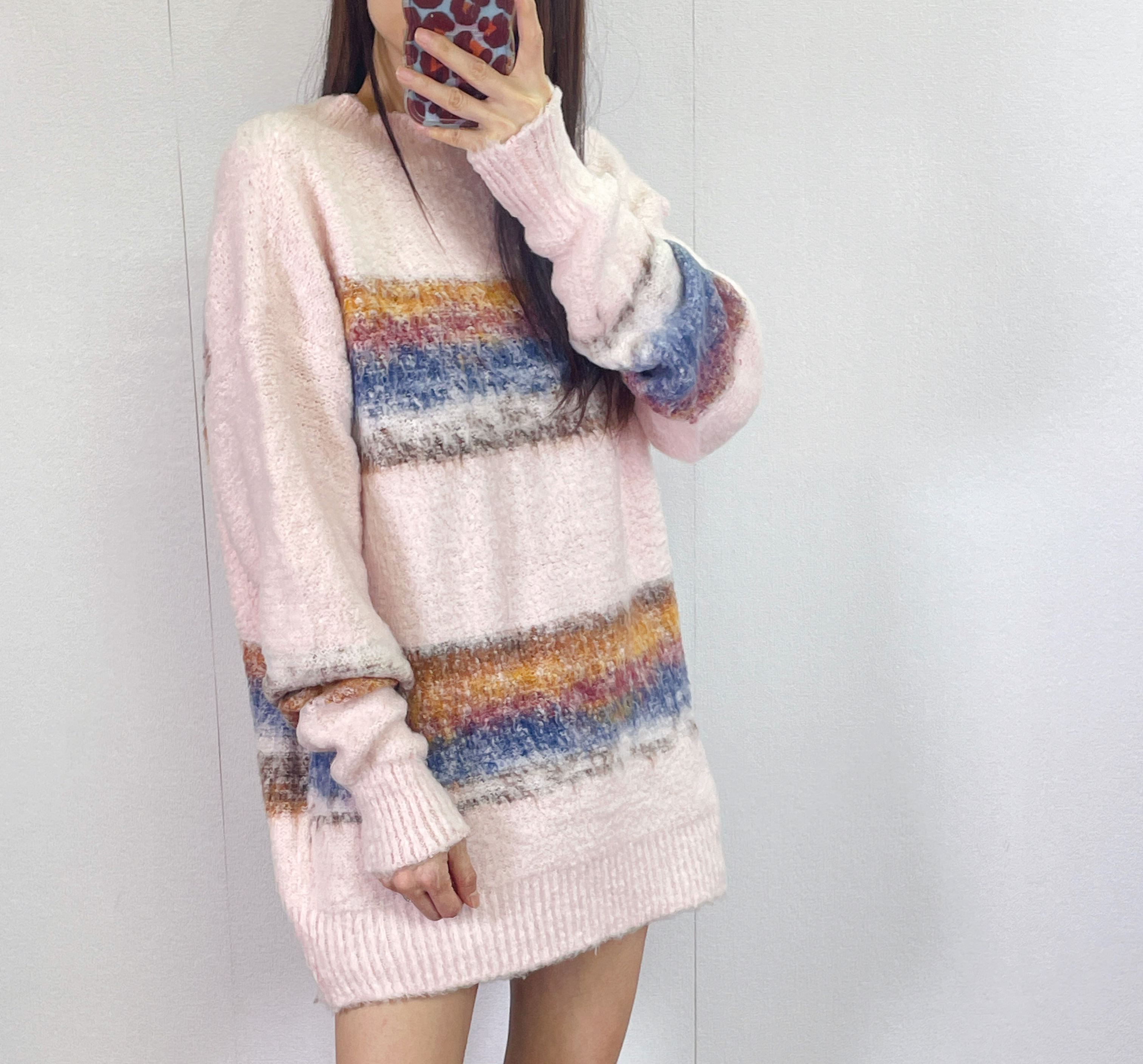 K5545 軟糯間色長身針織