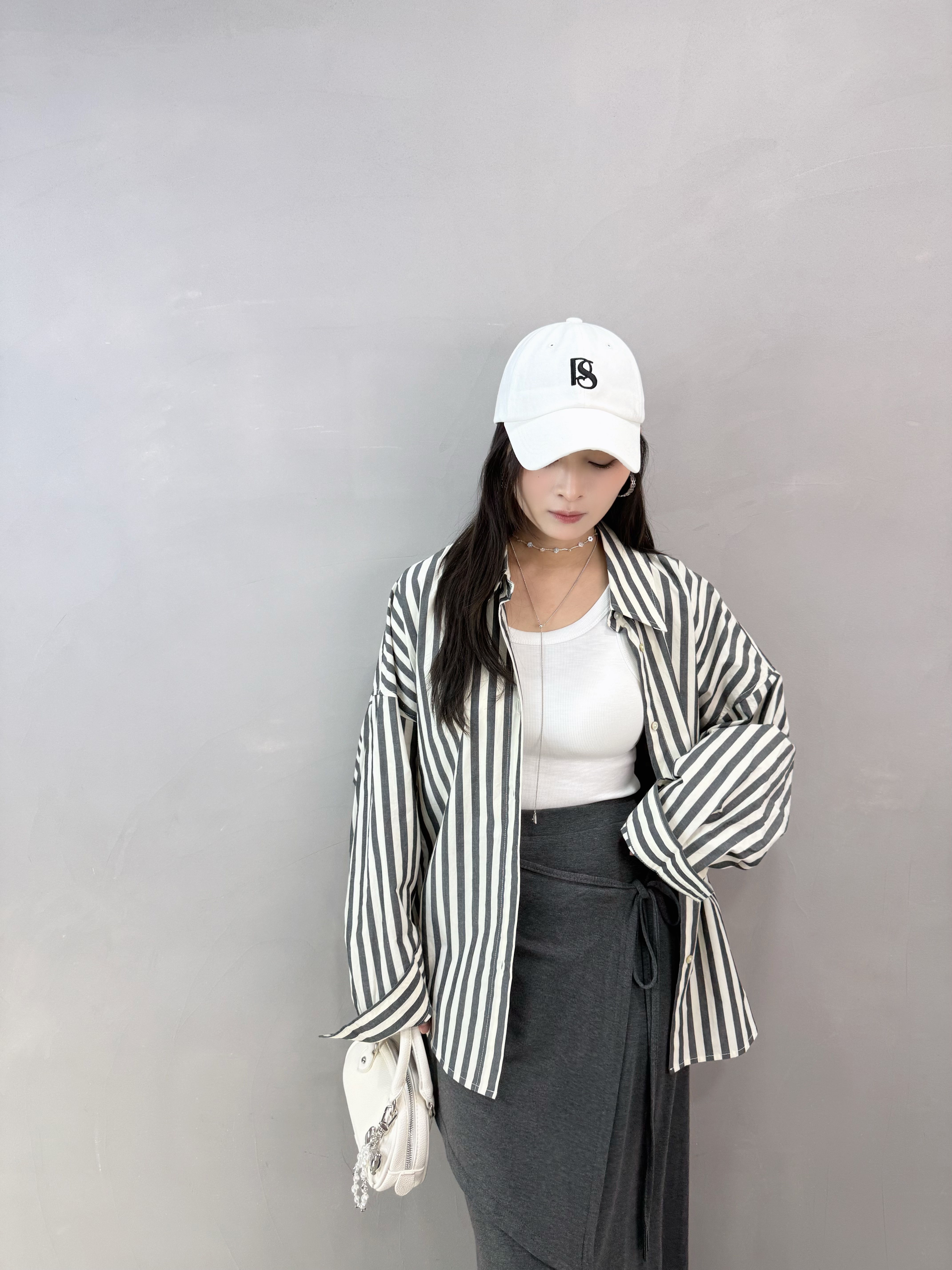 H61 拼色洗水條子恤衫