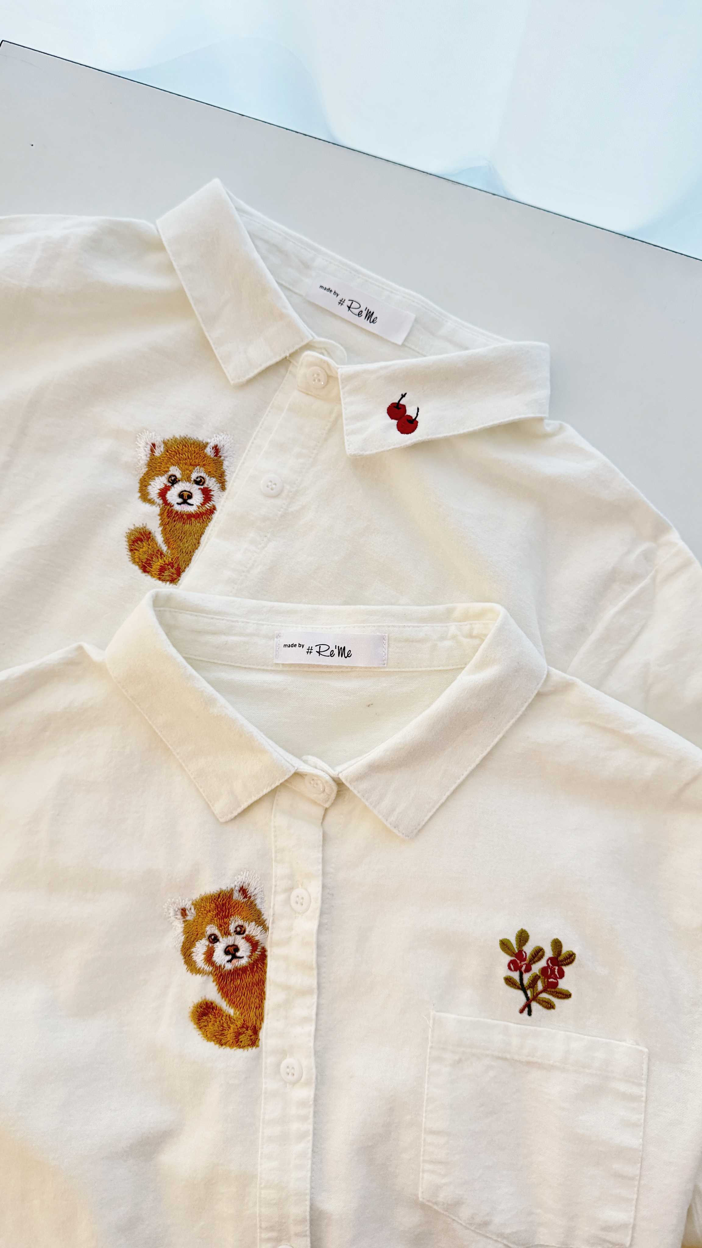 🐻Beary Shy🍒手作刺绣白衬衫
