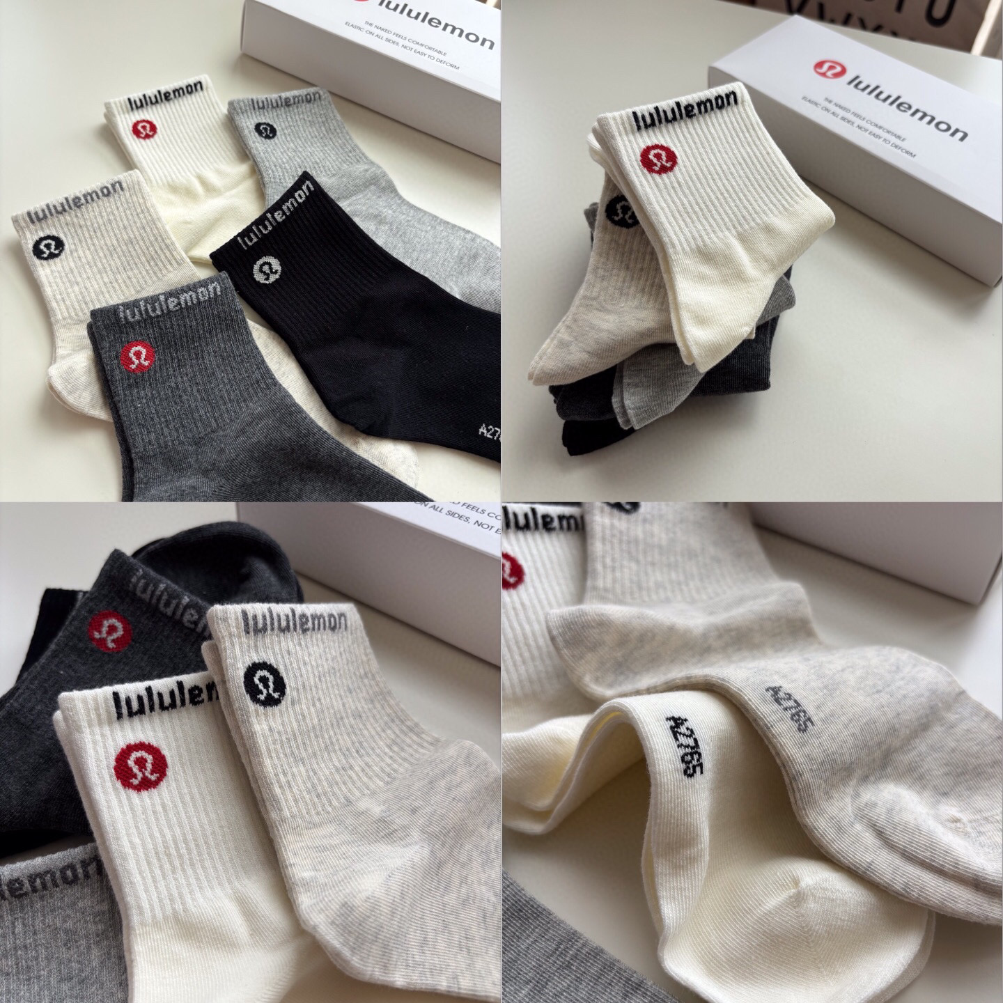 Lululemon 經典圖標款長筒棉襪（一套5對）