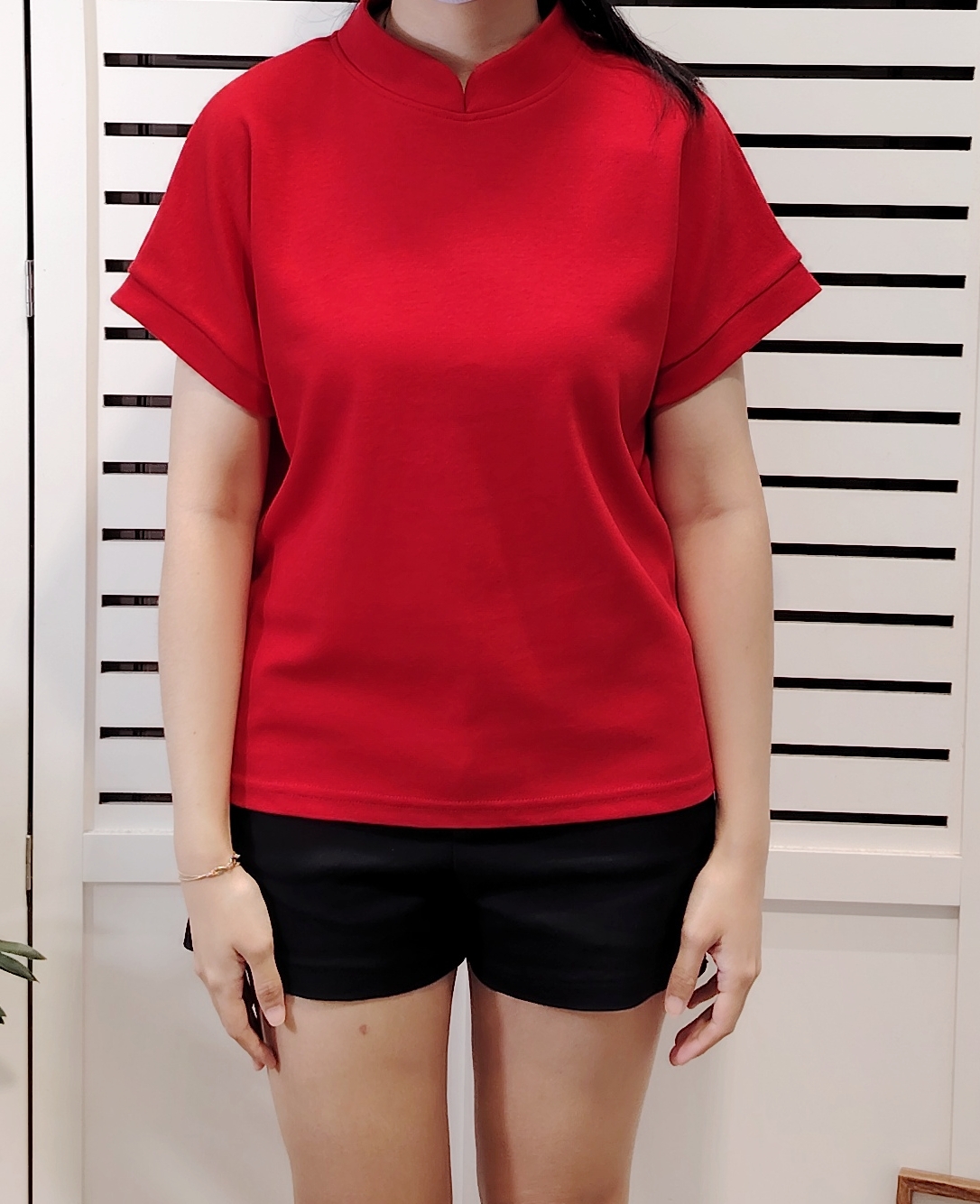 M2904 Mandrin Collar Cny Tee