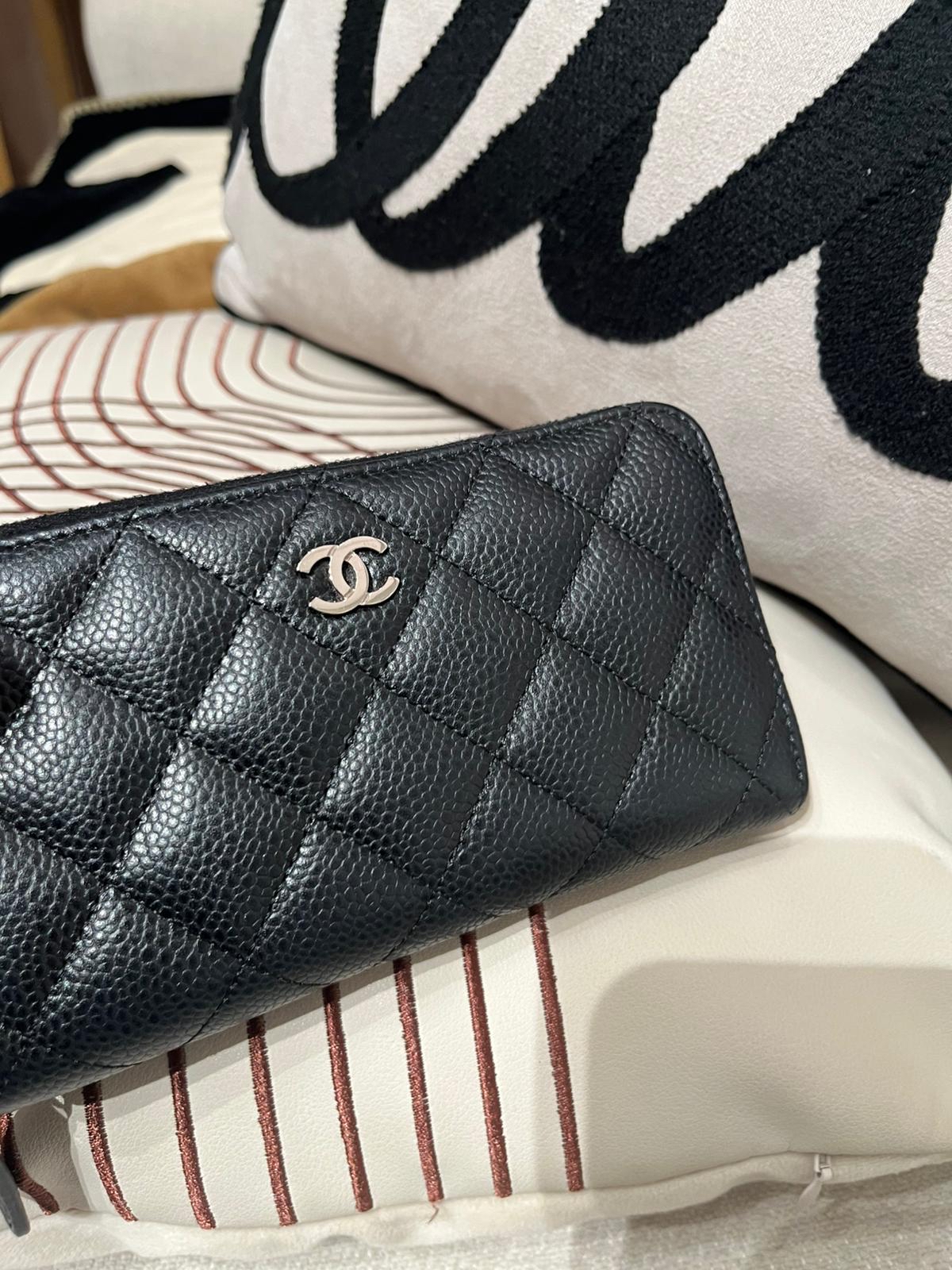 Chanel Zip Wallet 黑色荔枝牛皮 100%Authentic, 95%New ✅Card ✅Box