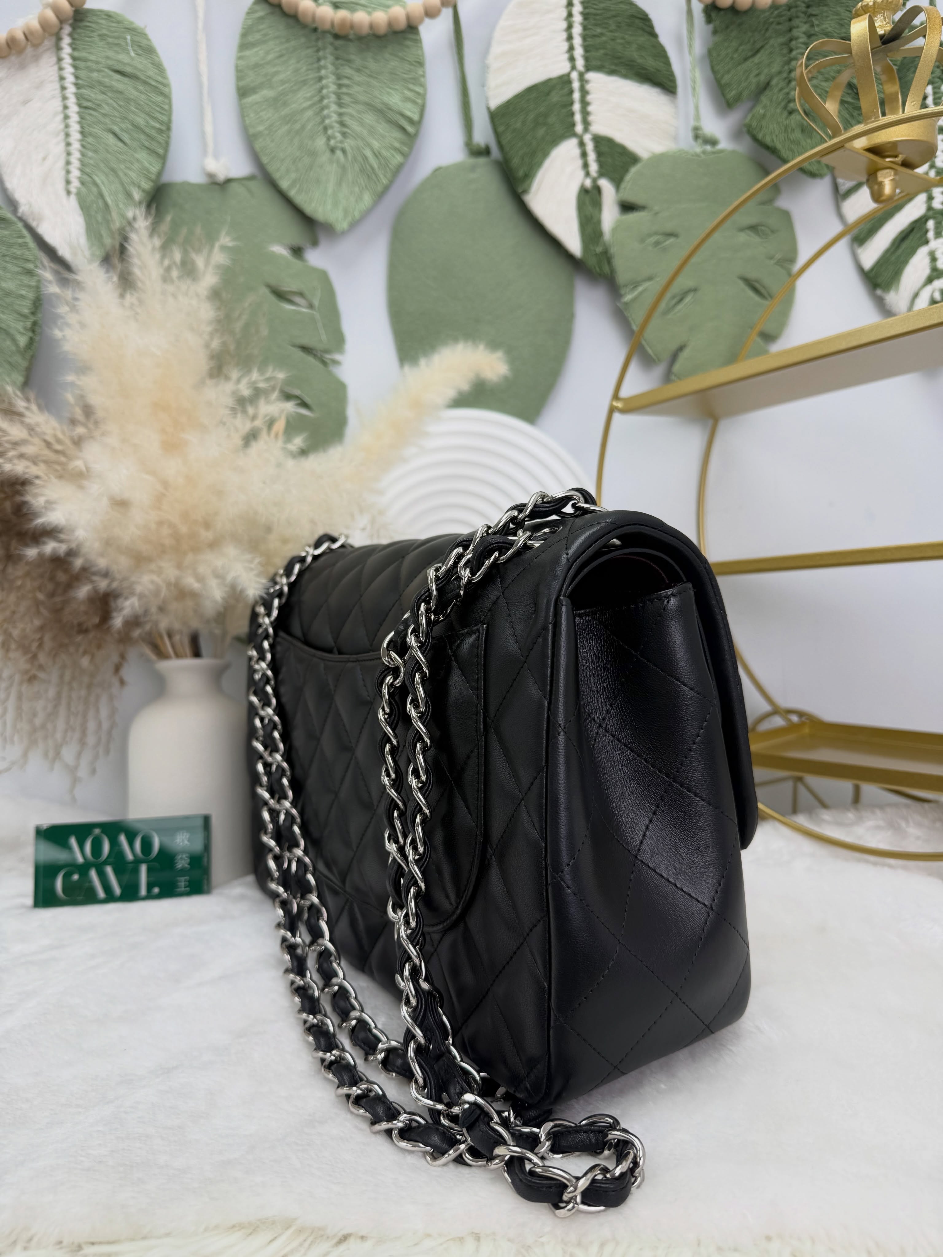 Chanel👜 PRE OWNED 🛍️CF Jumbo 黑銀🖤19開 💼 有塵袋