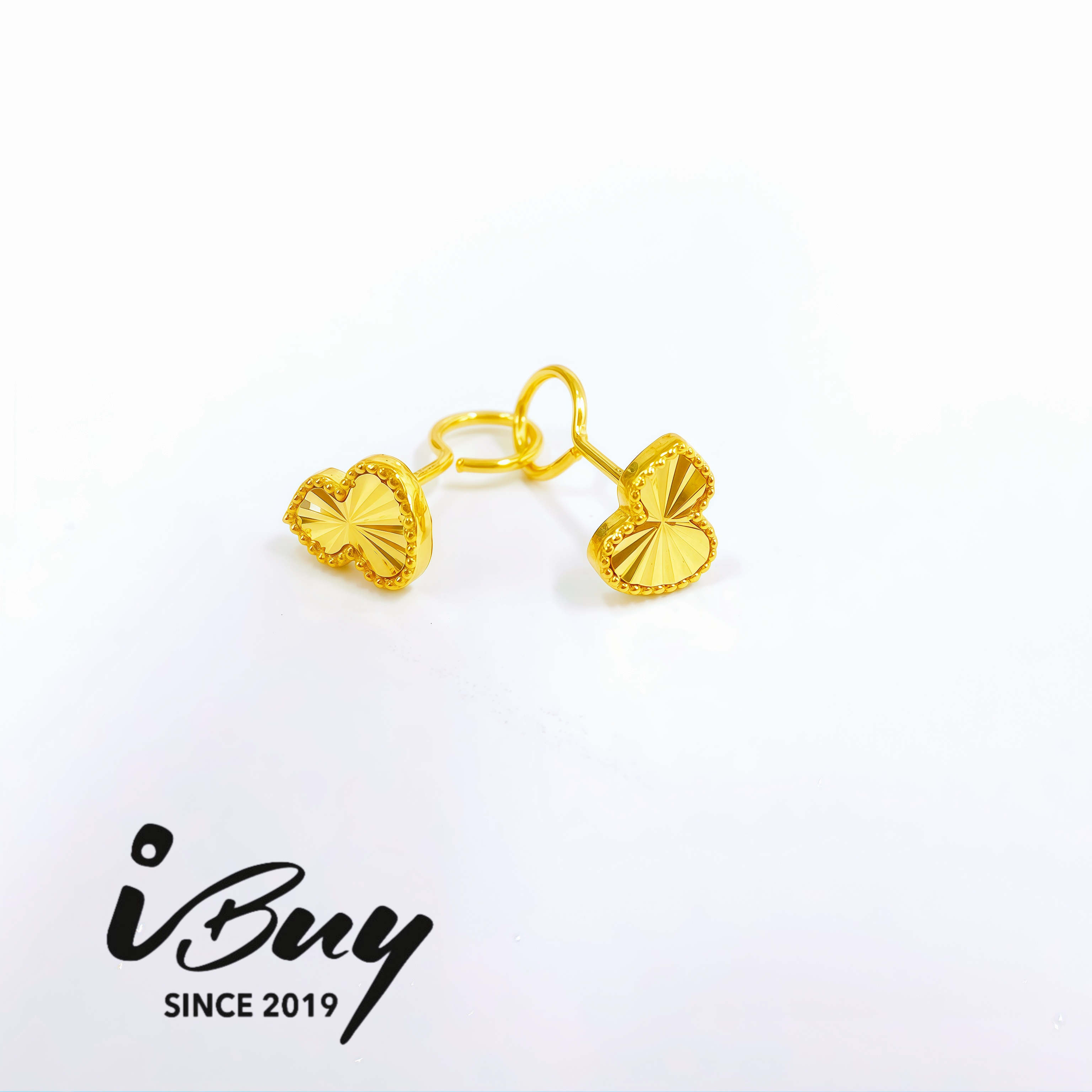 999 GOLD LASER CUT GOURD EARSTUD 999 金 镭射葫芦泡钉