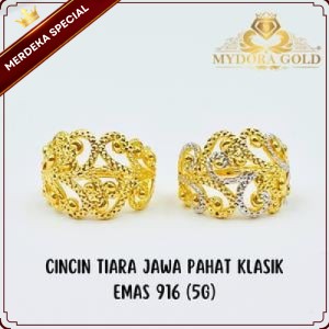 MYDORA Cincin Tiara Jawa Pahat Klasik (5G) l EMAS 916/22K