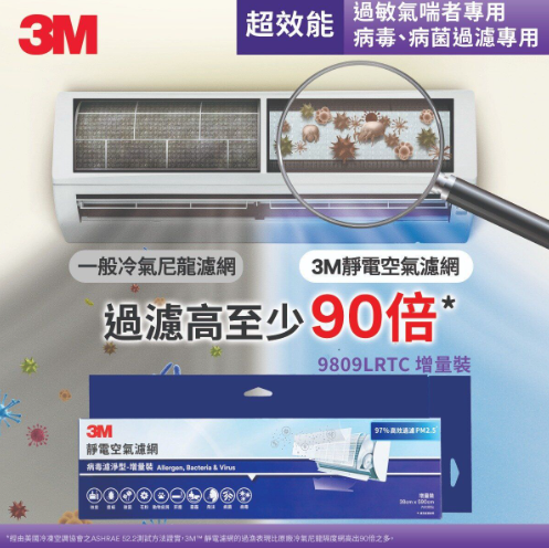 9809LRTC/3M 靜電空氣濾網-病毒濾淨型-增量裝