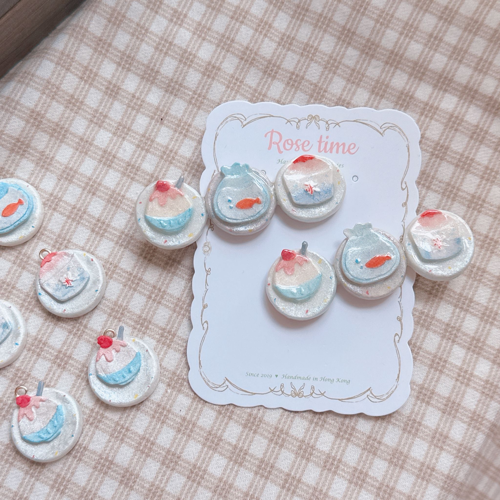 手繪 和風夏日祭刨冰🍧金魚缸髮夾