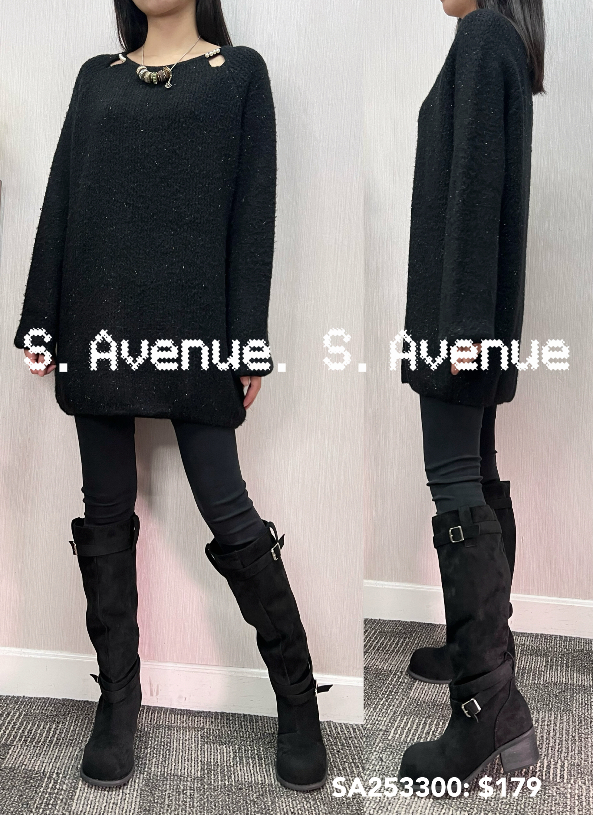 SA253300: 長袖膊偷空長身冷衫