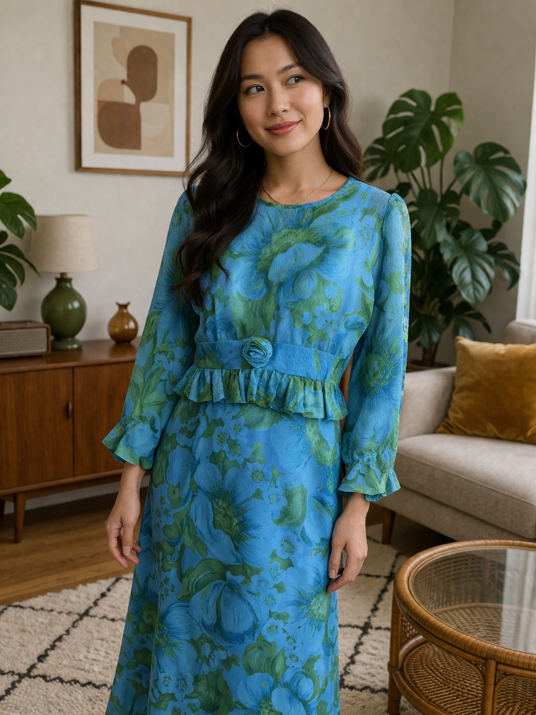 **Preview - Vintage 1970s Floral Twin Set - Sleeveless Dress + Top from Canada (MT2257)