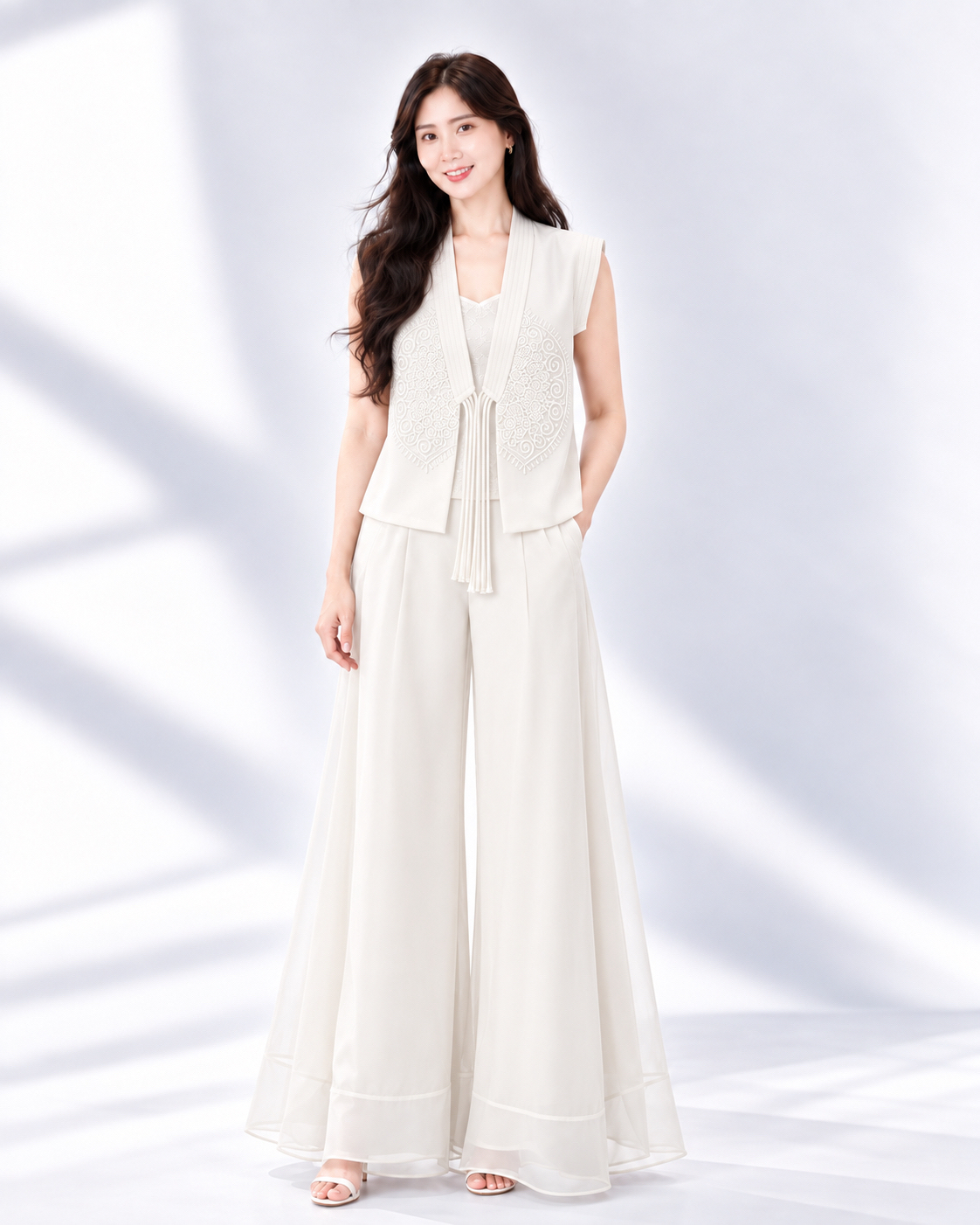 5158 Celeste Organza High-Waist Pants
