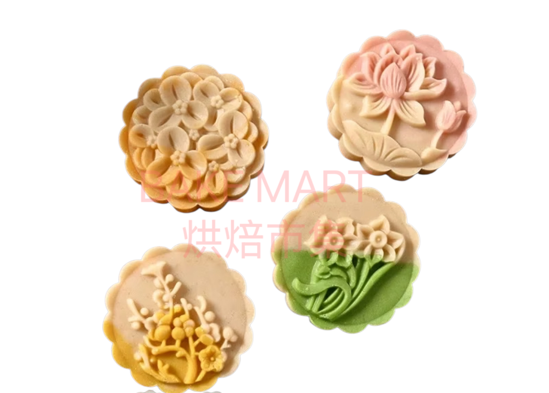 手壓月餅模具 75g (立體桂花水仙模片4片) MF015