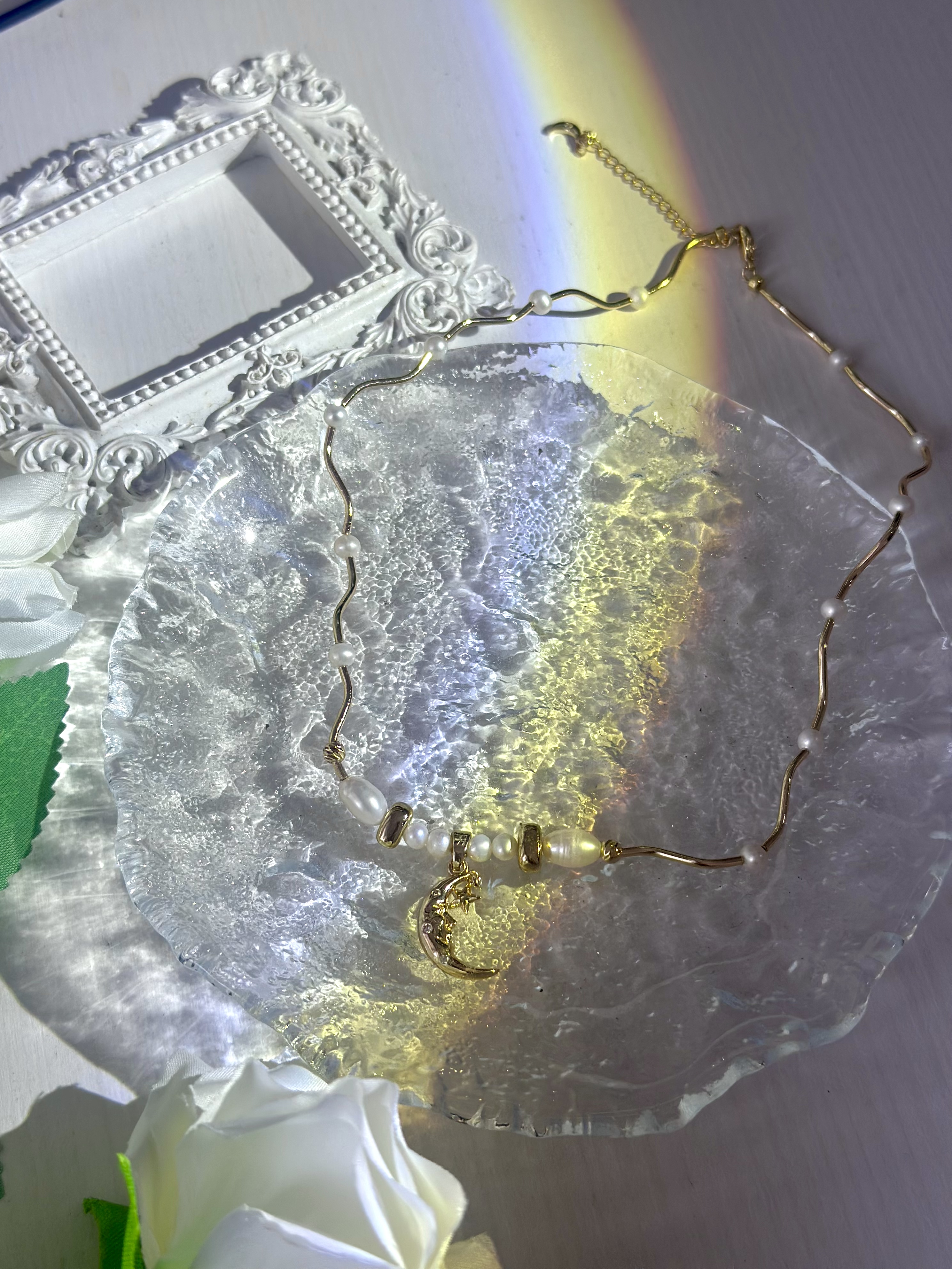 白貝母月亮星頸鏈🌙