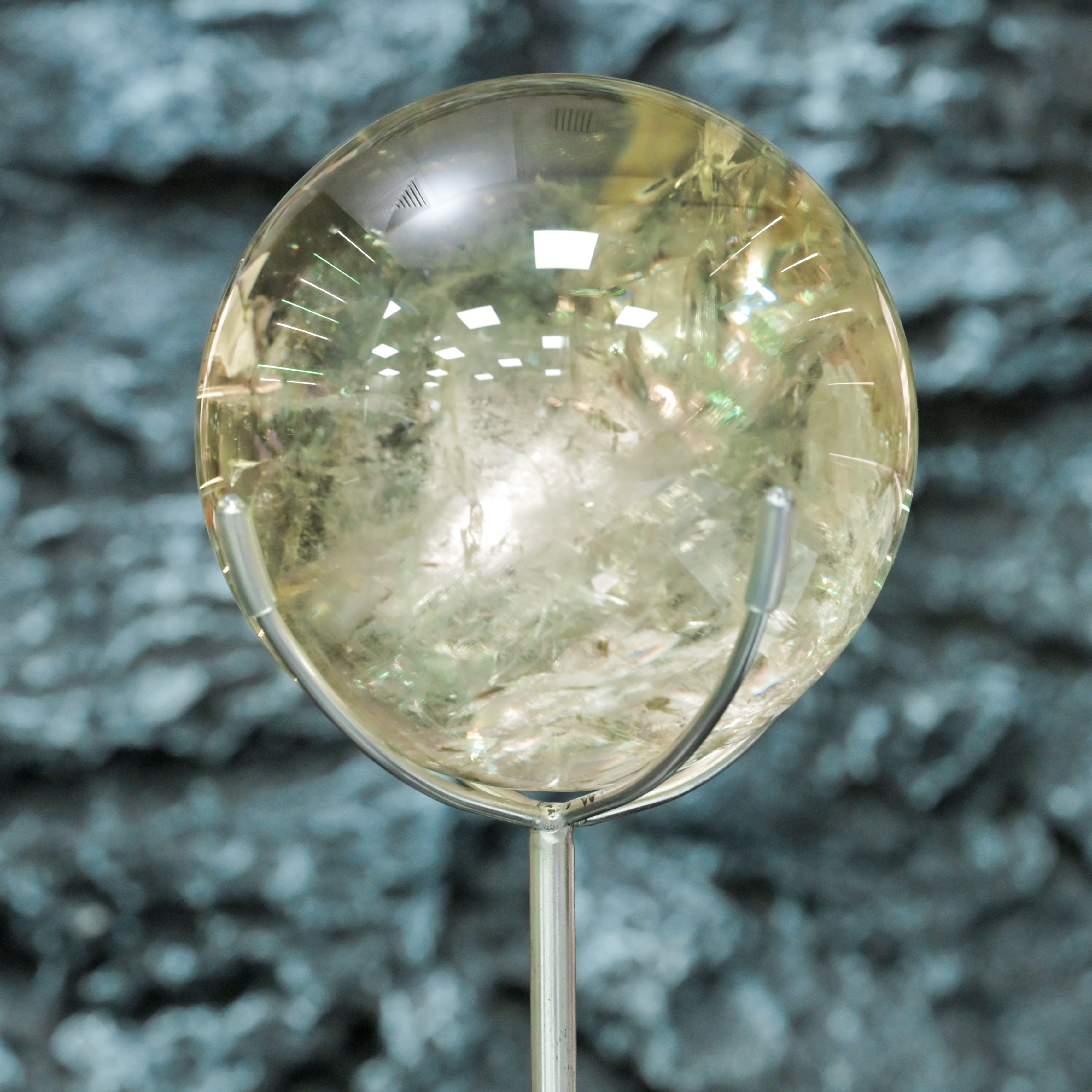 巨型黃水晶球｜冰裂彩虹・金色峽谷｜重量級風水招財鎮宅重器｜#202610018