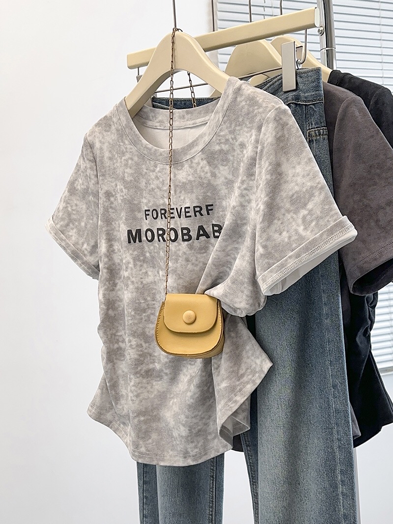 B119(36919) 韩系扎染FOREVER MOROBABY腰褶皱3色上衣