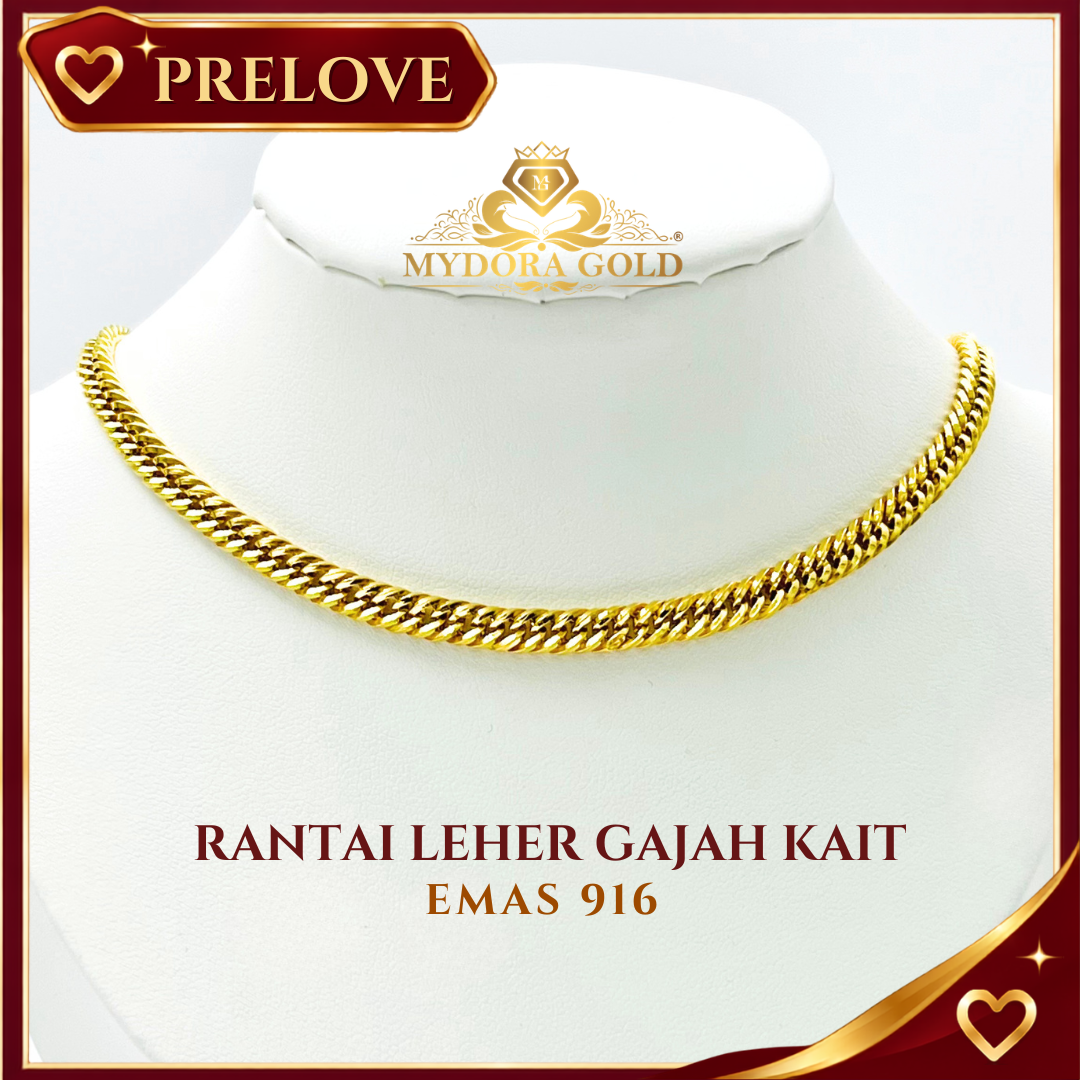 PRE-LOVE: Rantai Leher Gajah Kait l EMAS 916/22K
