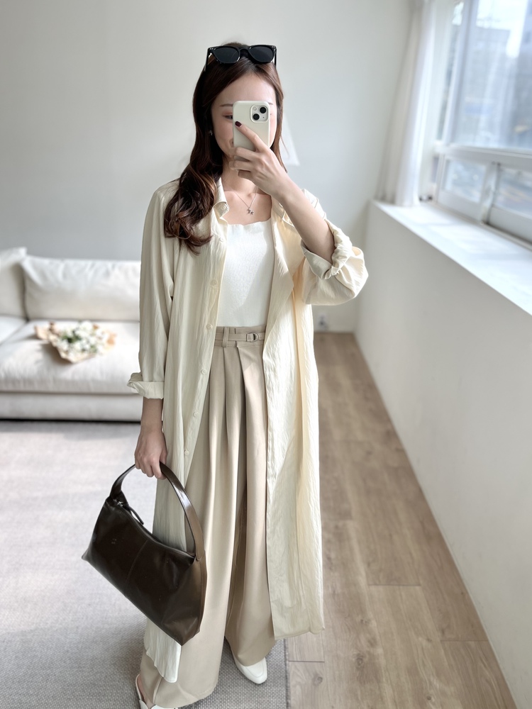 Asymmetric Wrap-Line Slacks (Beige)