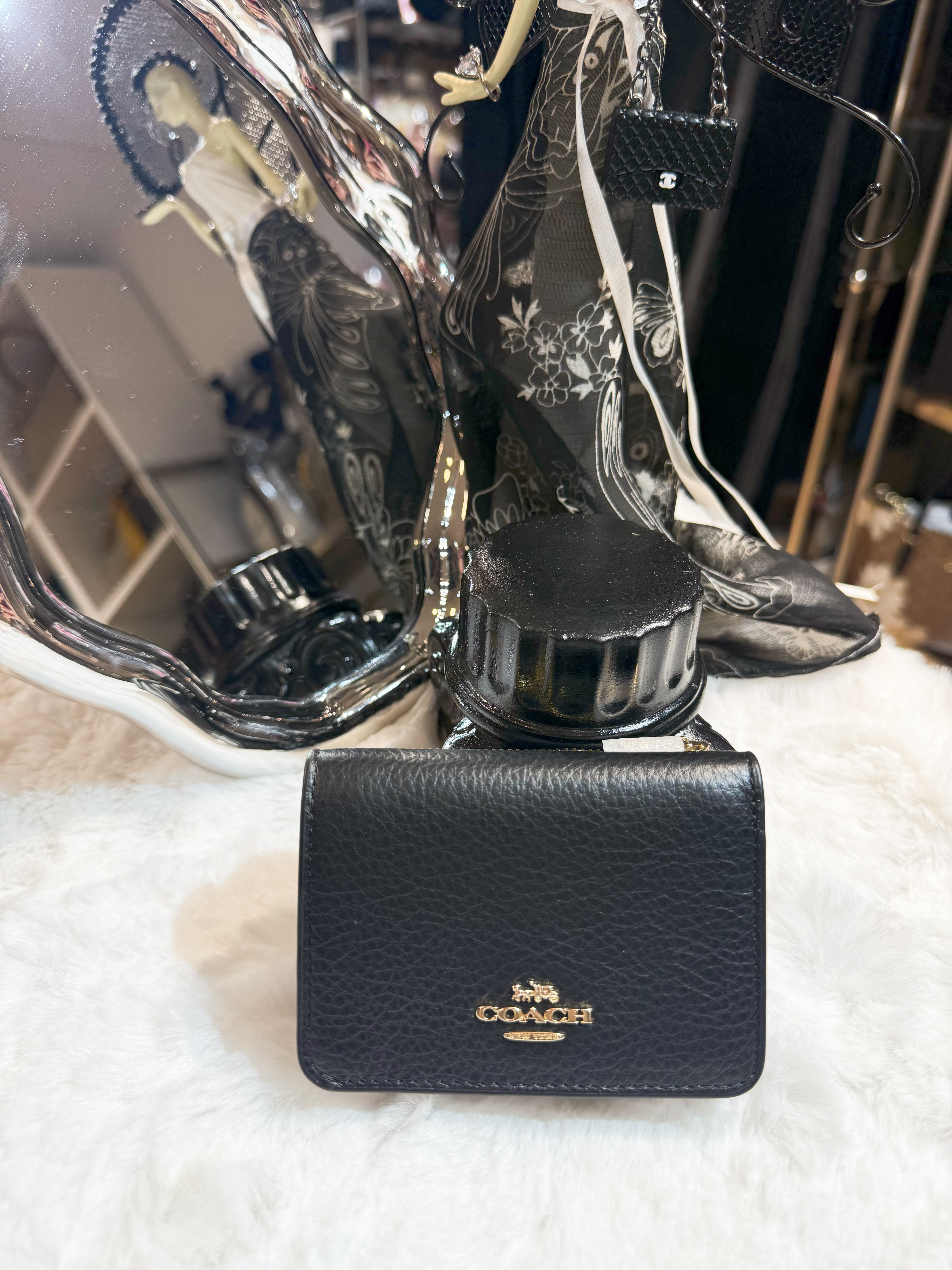 Coach card holder wallet blk/dark/m