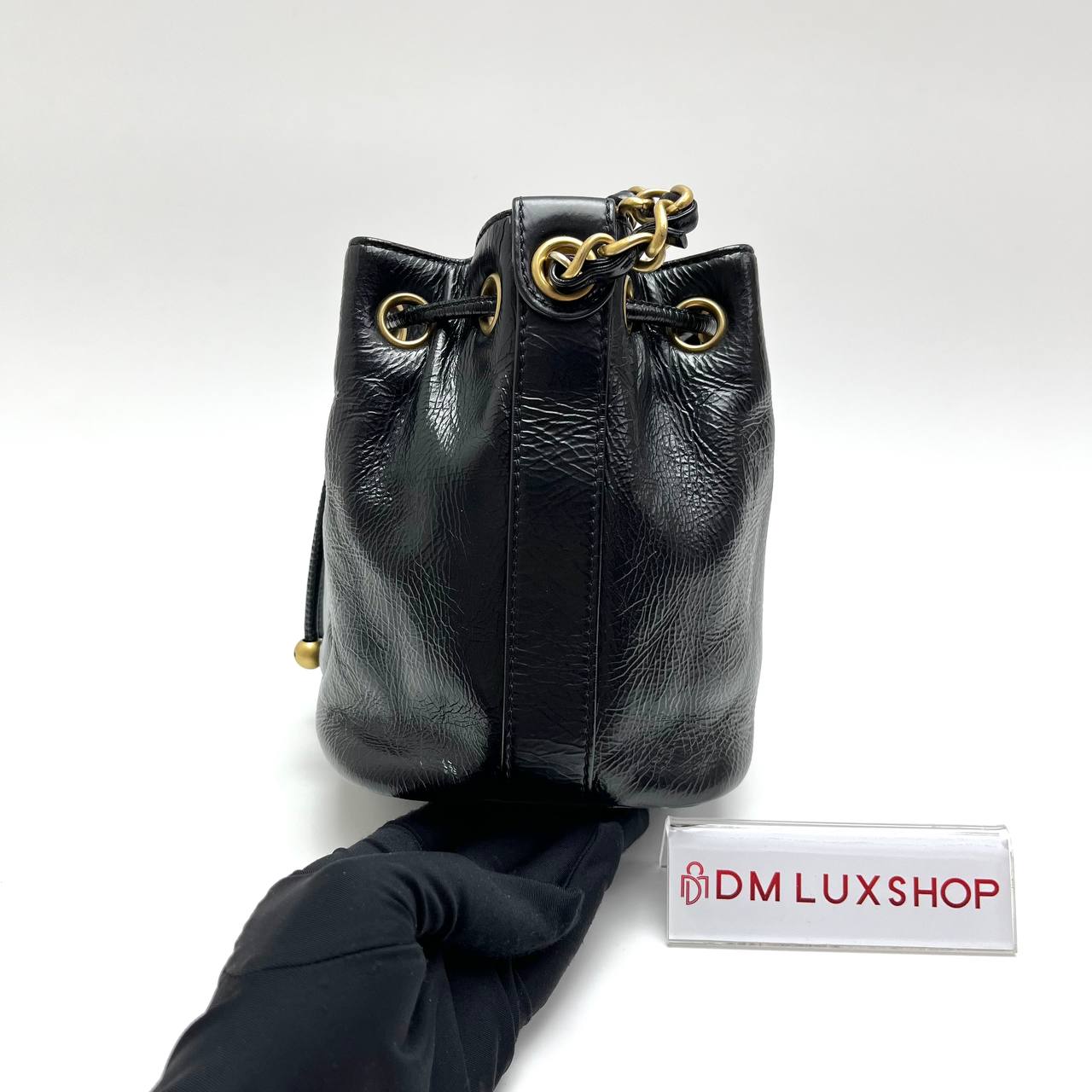 Chanel Black Calfskin CC Drawstring Bucket Bag (Serial 30, Y: 2020)