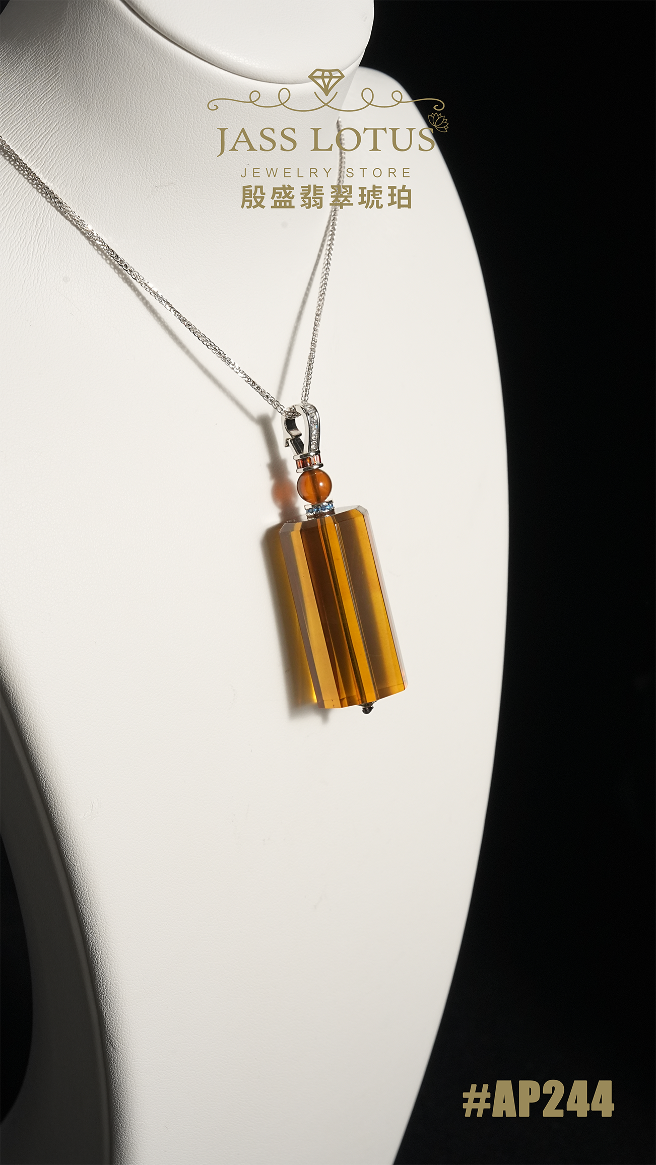 緬甸天然琥珀淨水綠茶珀六角柱吊墜