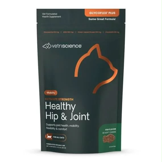 VetriScience GlycoFlex Plus 貓用終極強效護髖關節保健軟嚼錠 魚肉風味 30顆
