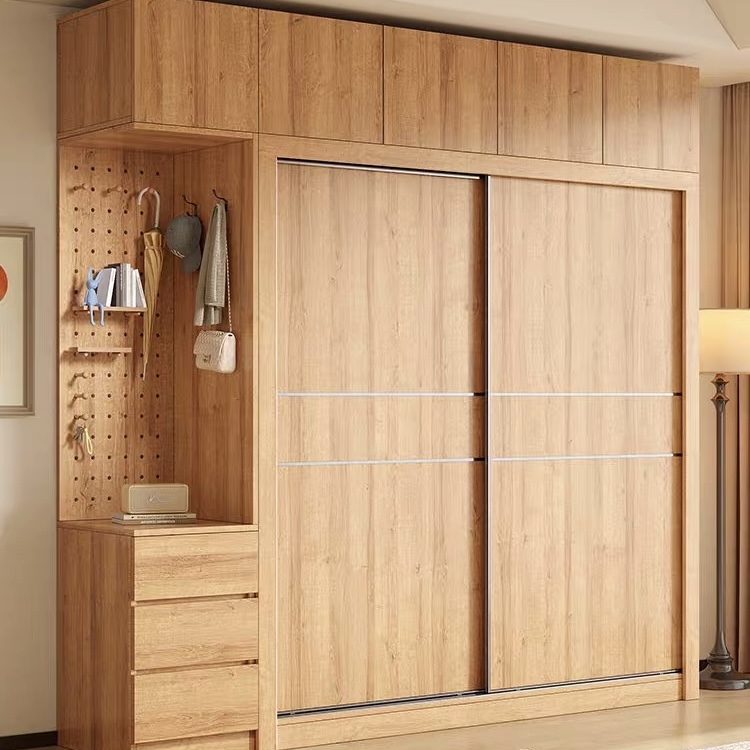 全實木原木衣櫃 睡房家用趟門衣櫃 wardrobe