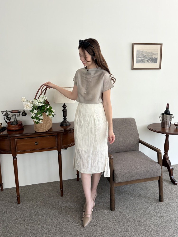 Odette Sheen Top (Silver Grey)