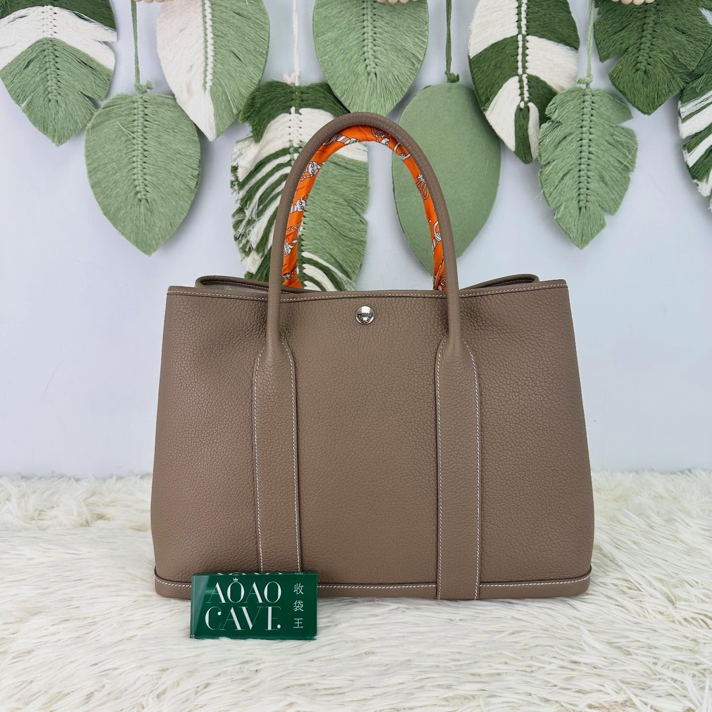 HERMES 🤍PRE OWNED GARDEN PARTY 36 大象灰 連Twilly Y Stamp 全套有單🩶