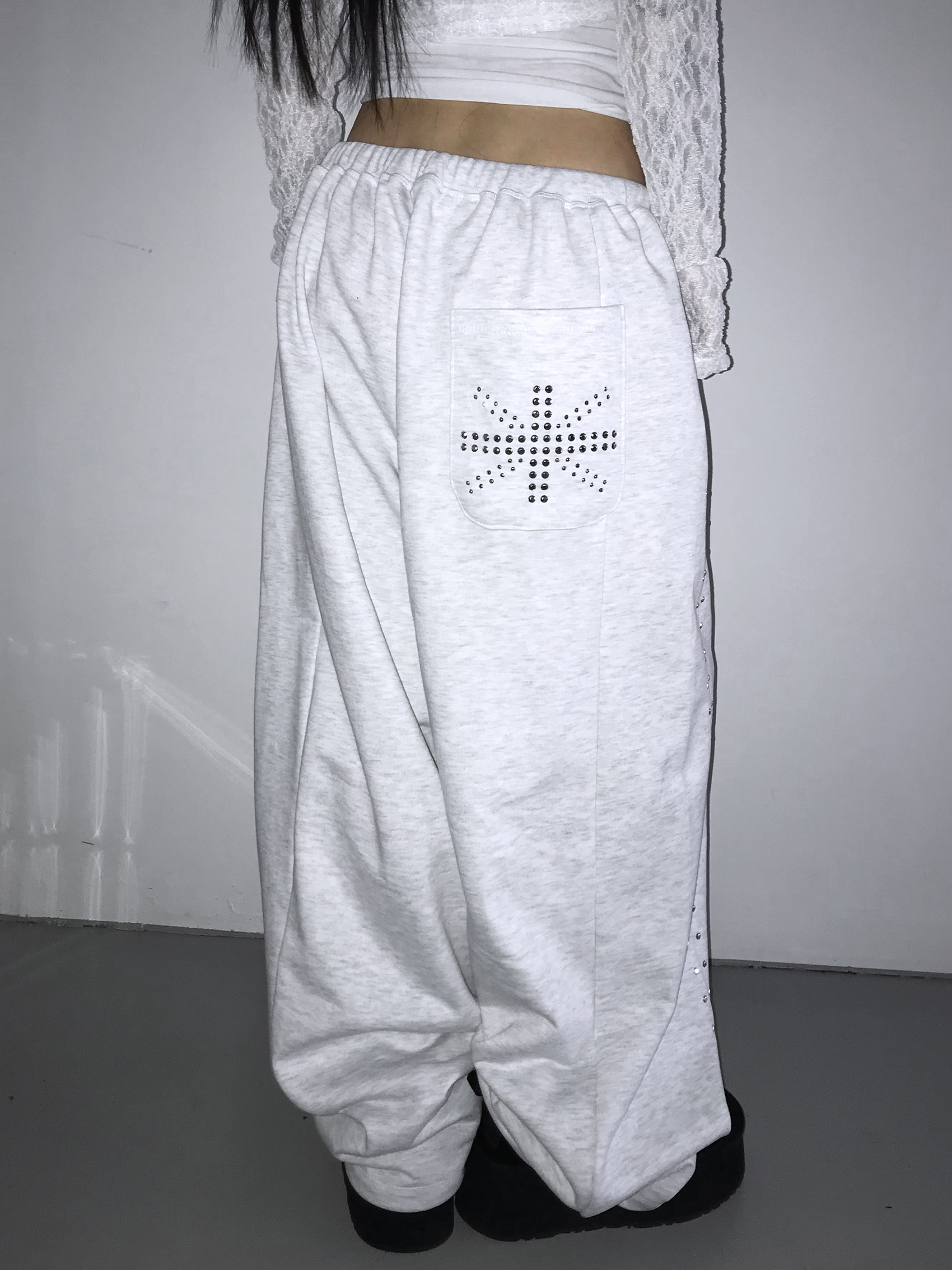 Studded Wide-Leg Sweatpants