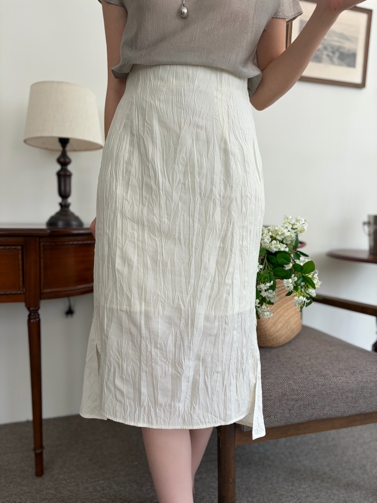 Crinkle Mermaid Skirt (Ivory)