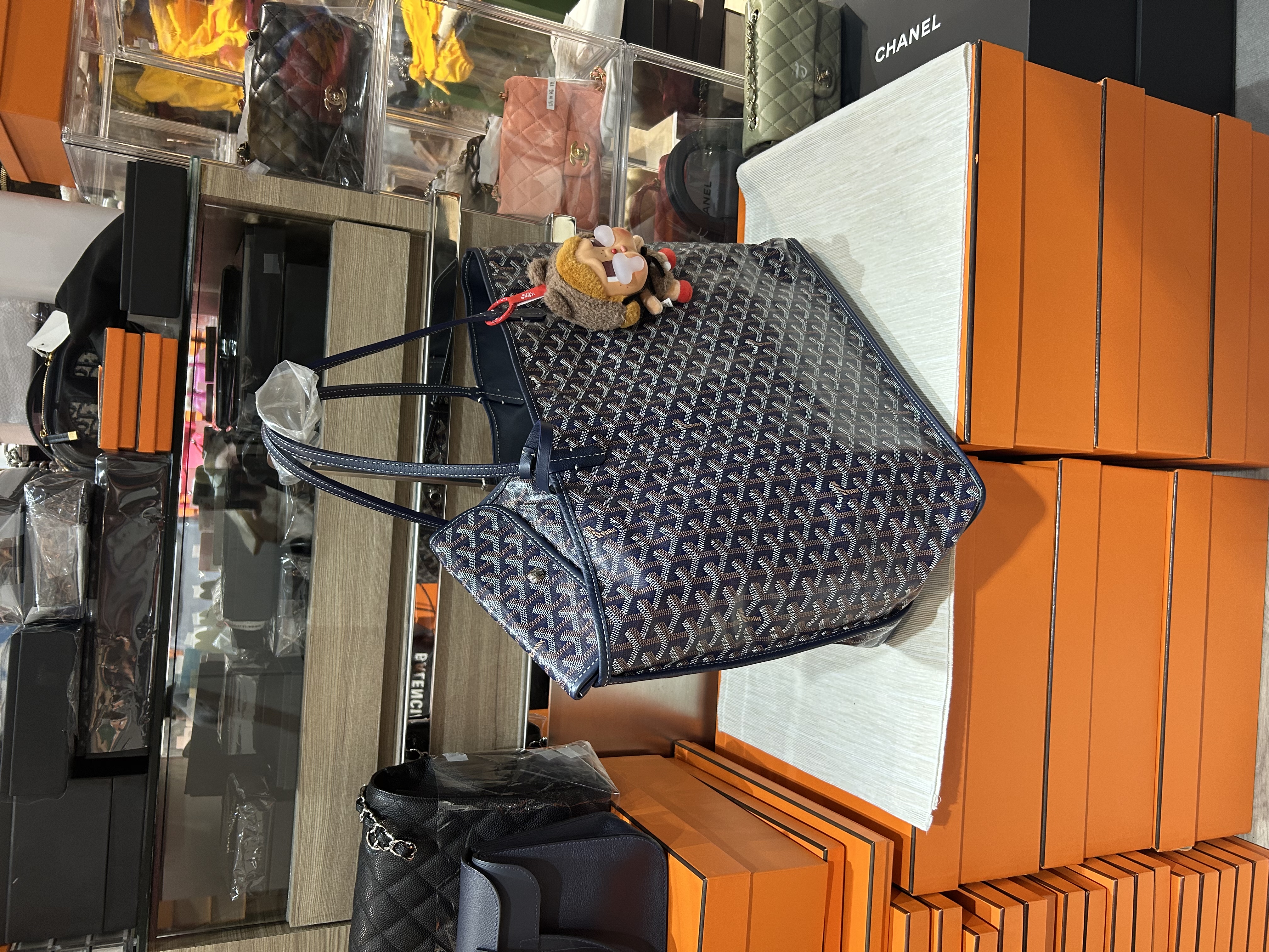 Goyard Anjou gm tote bag Navy 100%Authentic ,98%new ✅香港專門店收據 ✅dust bag