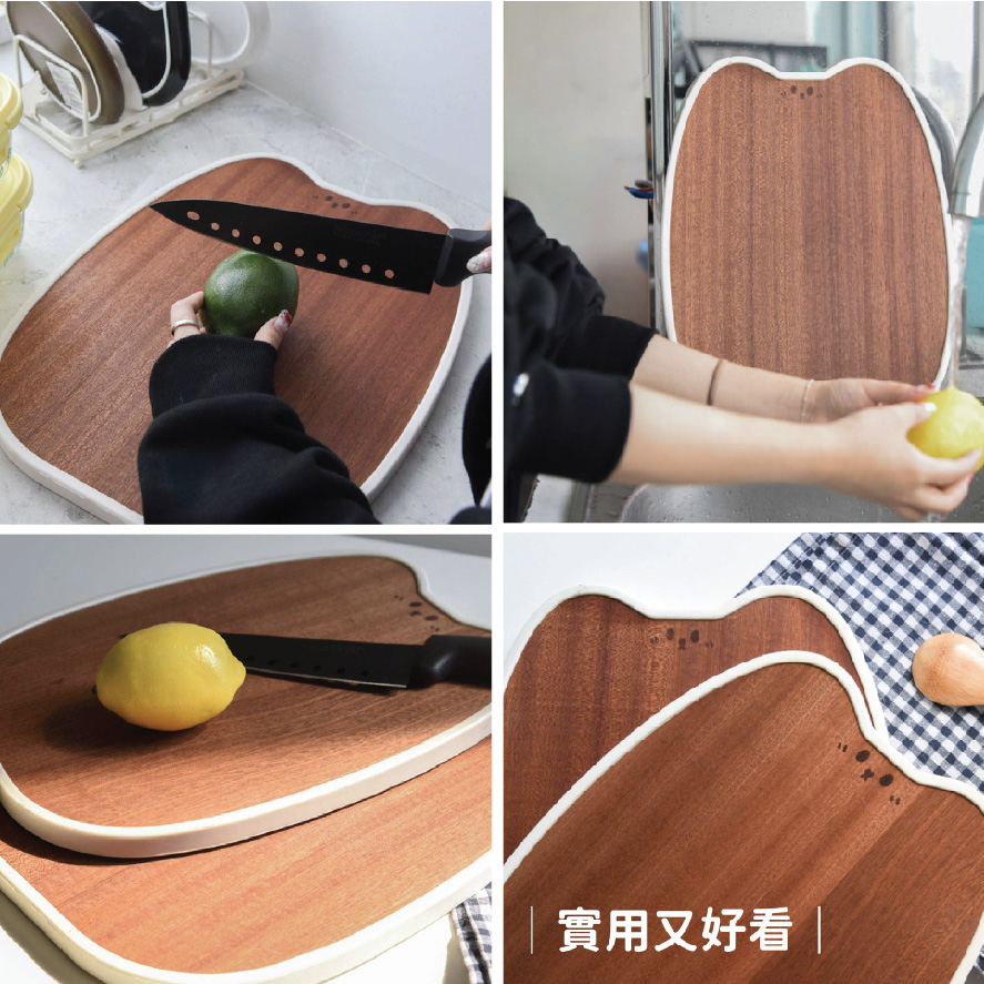 可愛貓耳烏檀木砧板