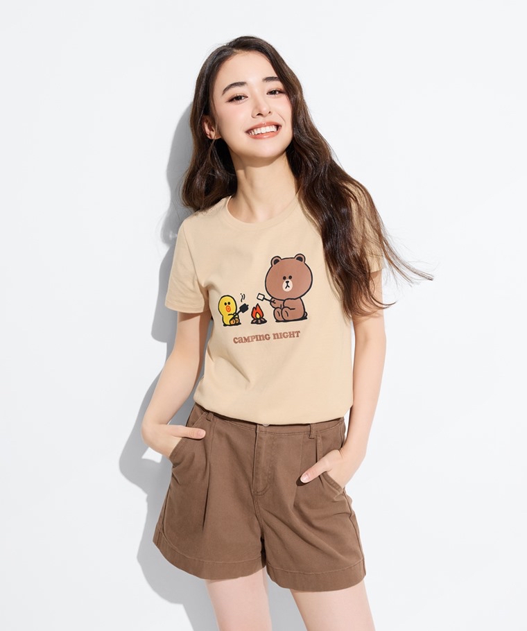 💚預訂 台灣直送💚Line Friend露營印花成人女裝親子款純棉短袖T恤