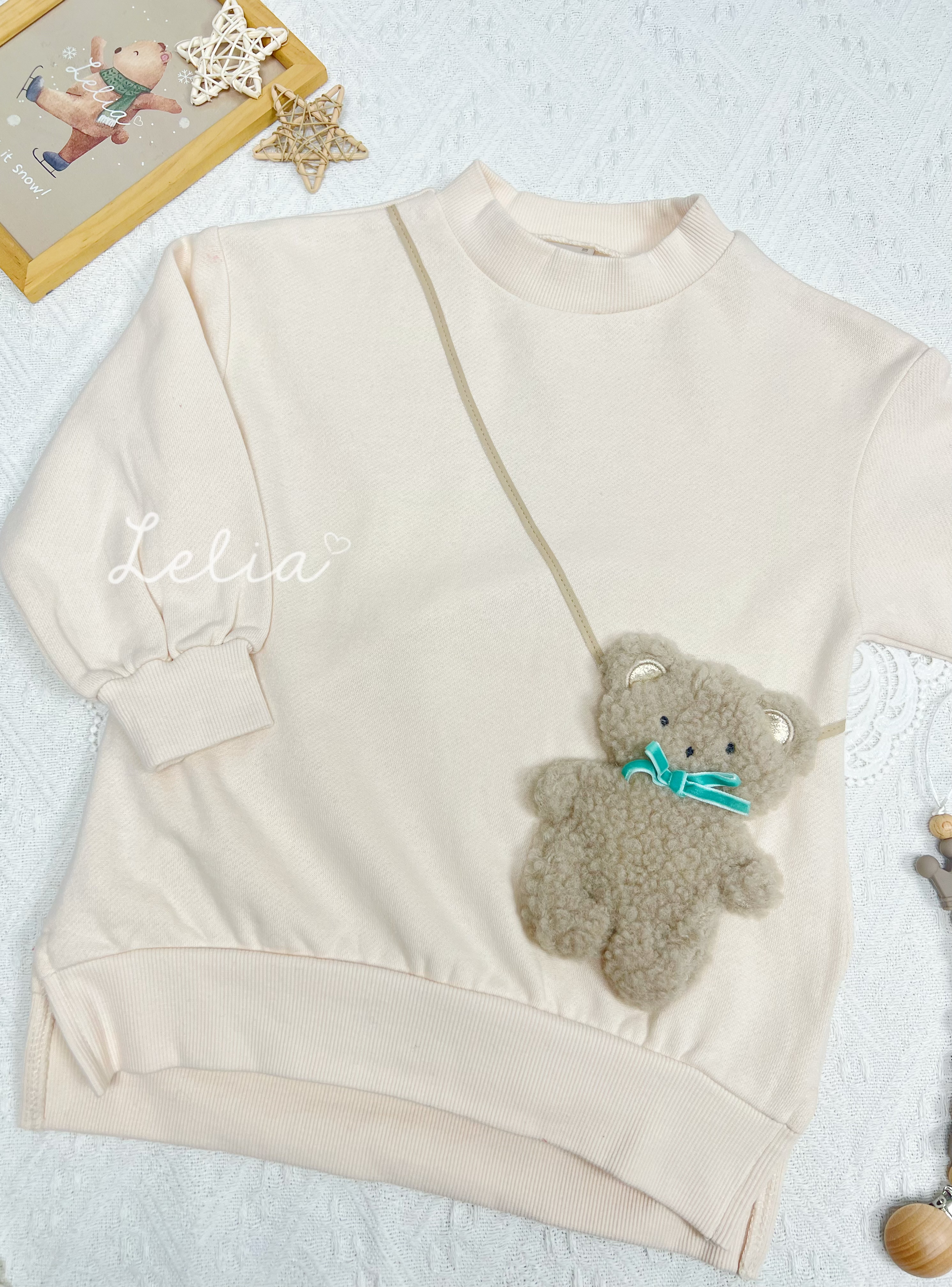 ▫️現貨▫️PetitMain斜孭毛毛熊連身衫