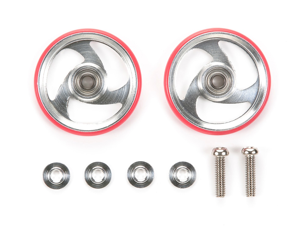 19mm ALUMINUM ROLLERS w/PLASTIC RINGS (RED)