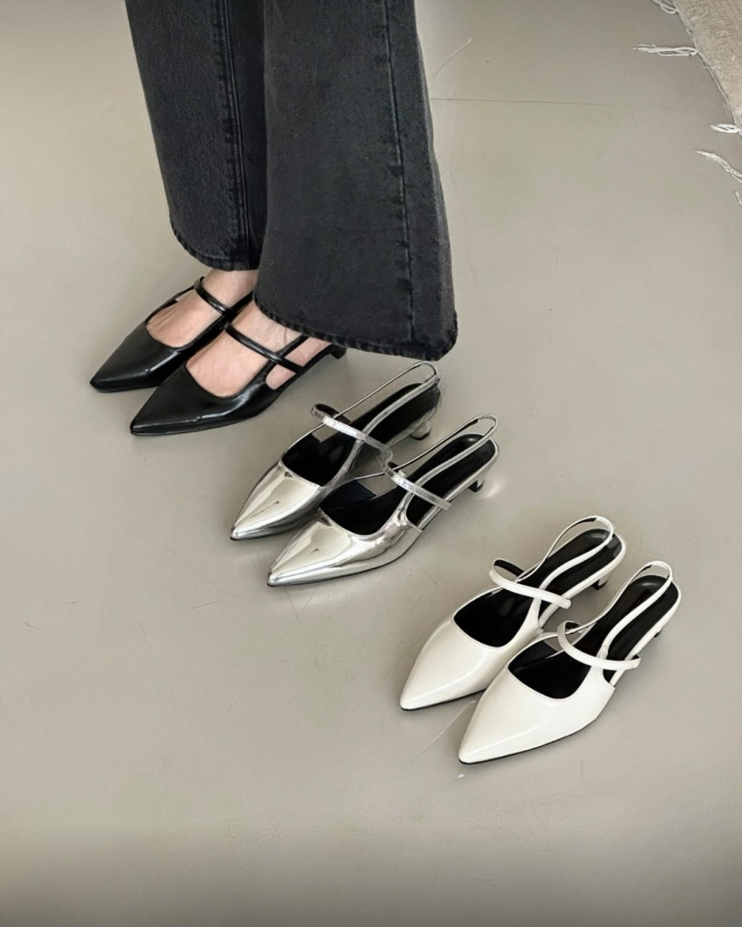 [入門版尖頭鞋!][大腳女生友好!]百搭日常尖頭高跟鞋(三色入)