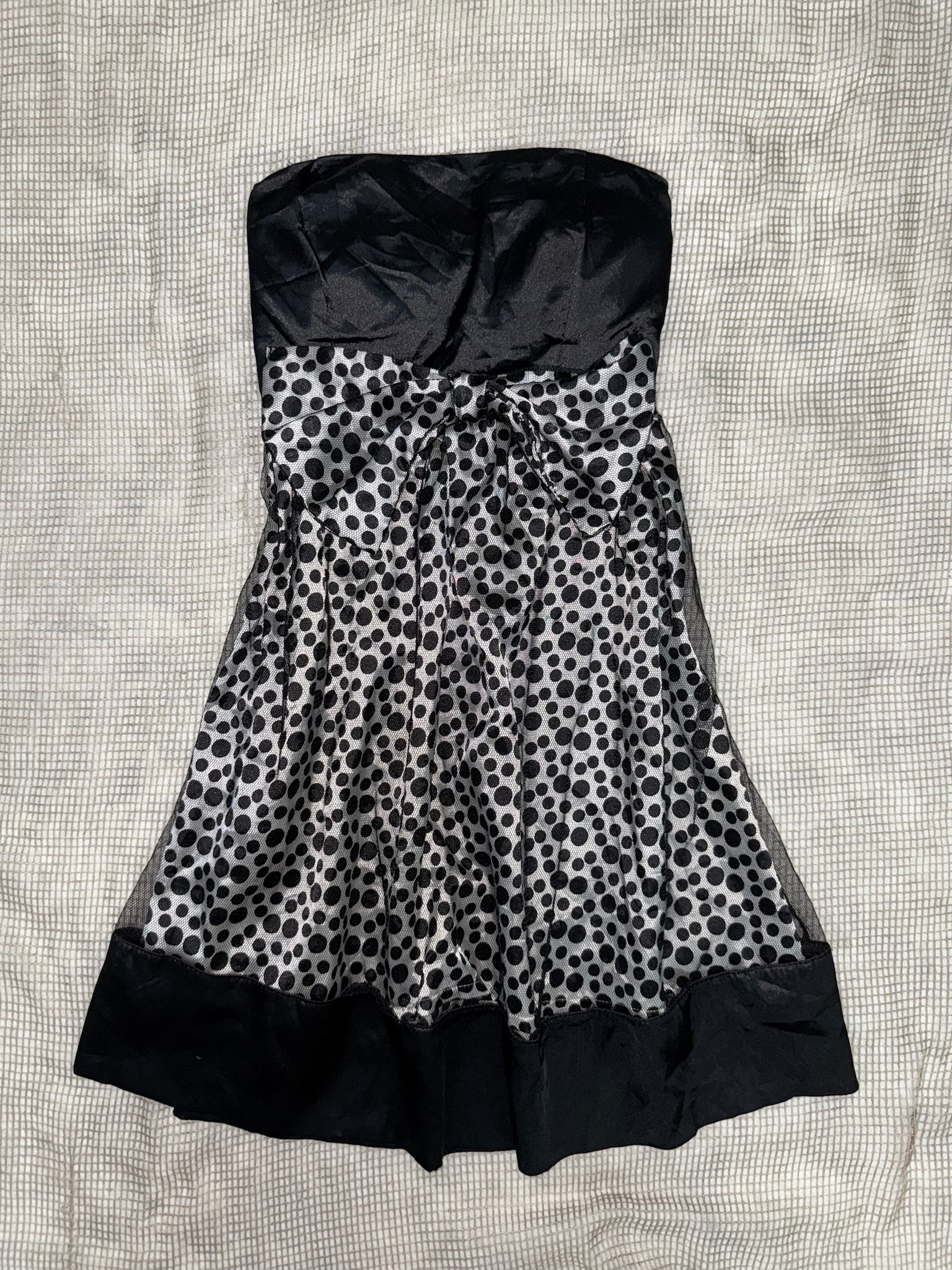 Polka Dot Strapless Mini Dress with Oversized Bow