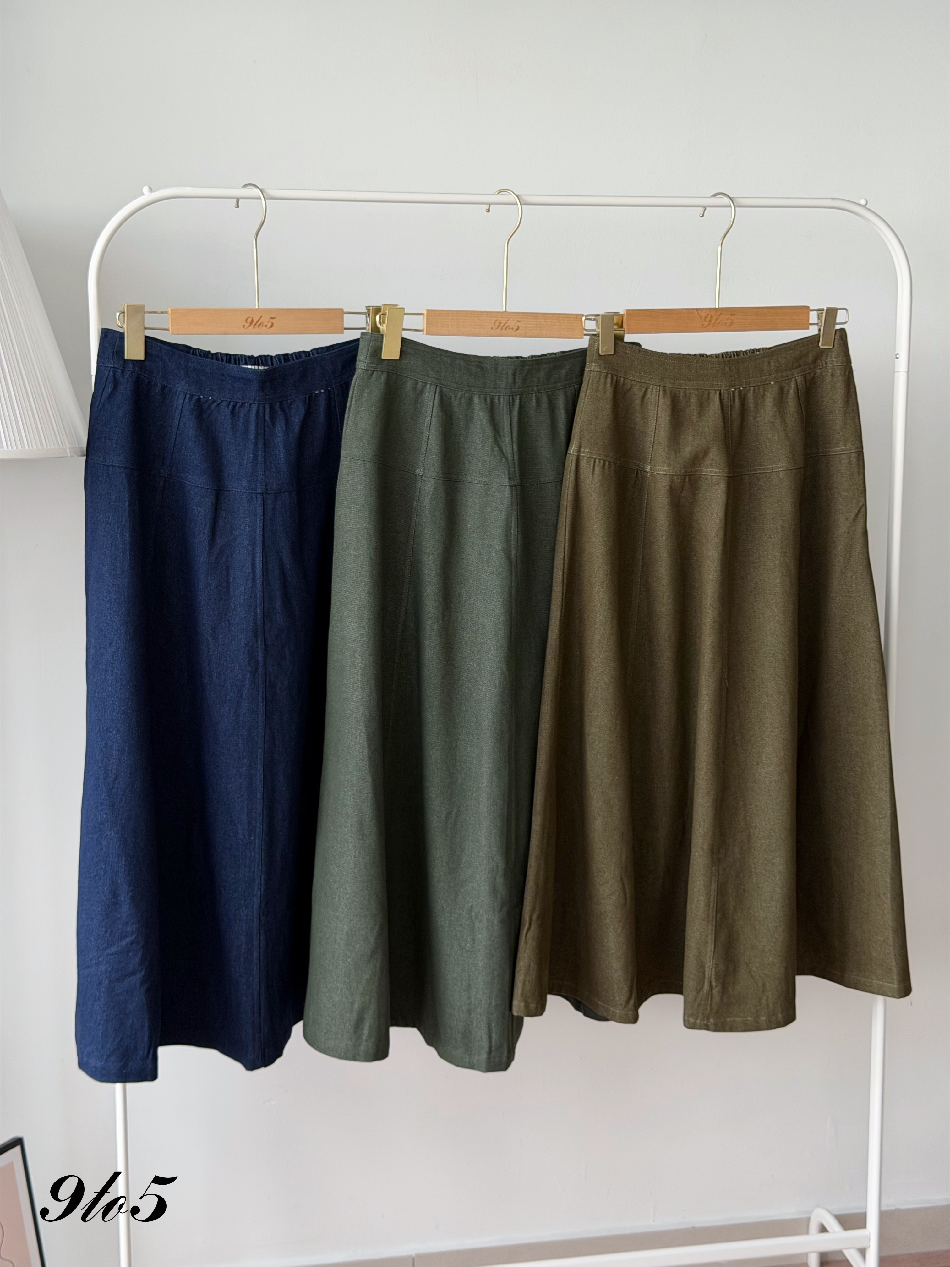 S2027 A Line Long Denim Skirt - 3 Colors
