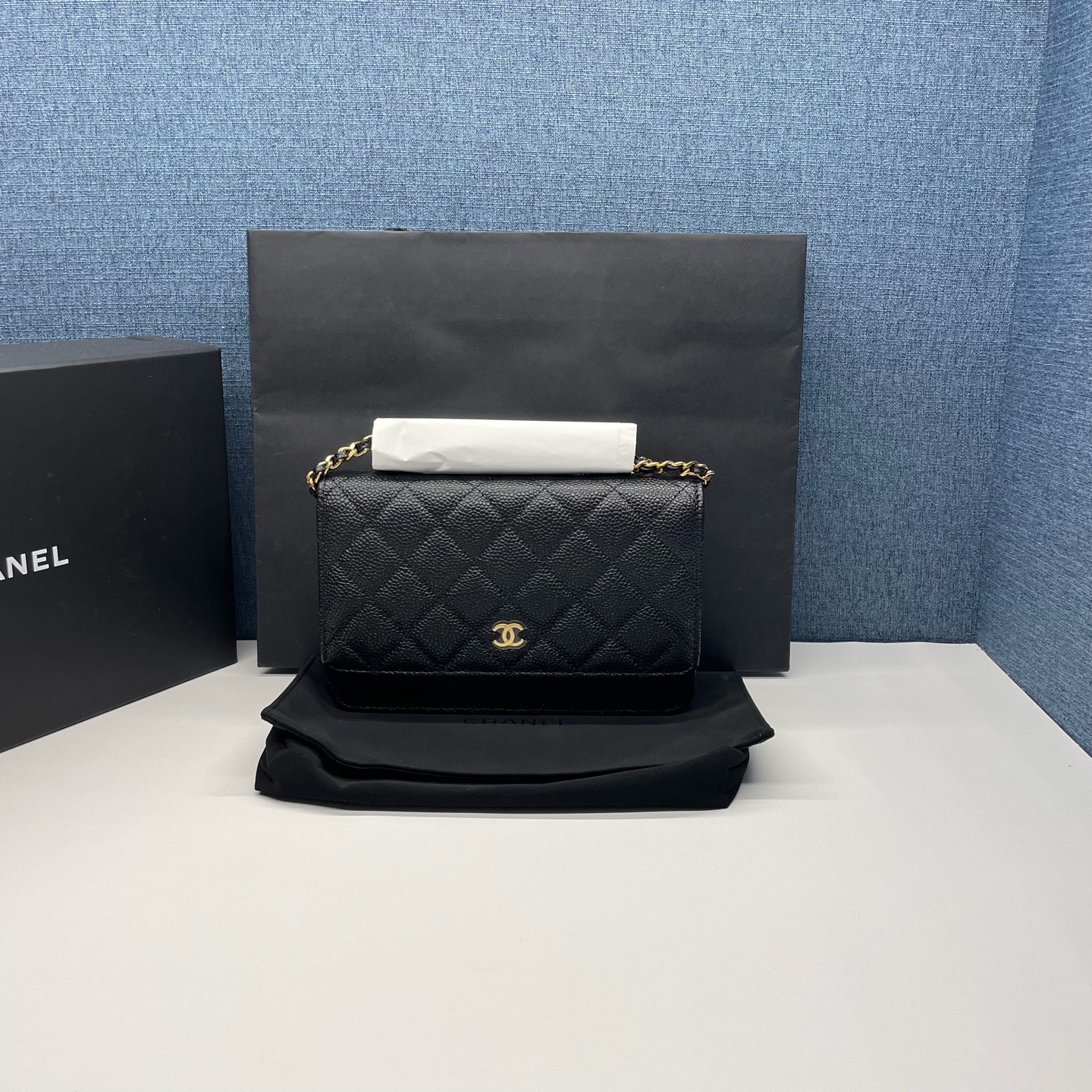 【預訂貨品】閒置新⭐️ 芯片款👜 CHANEL黑金荔枝皮WOC