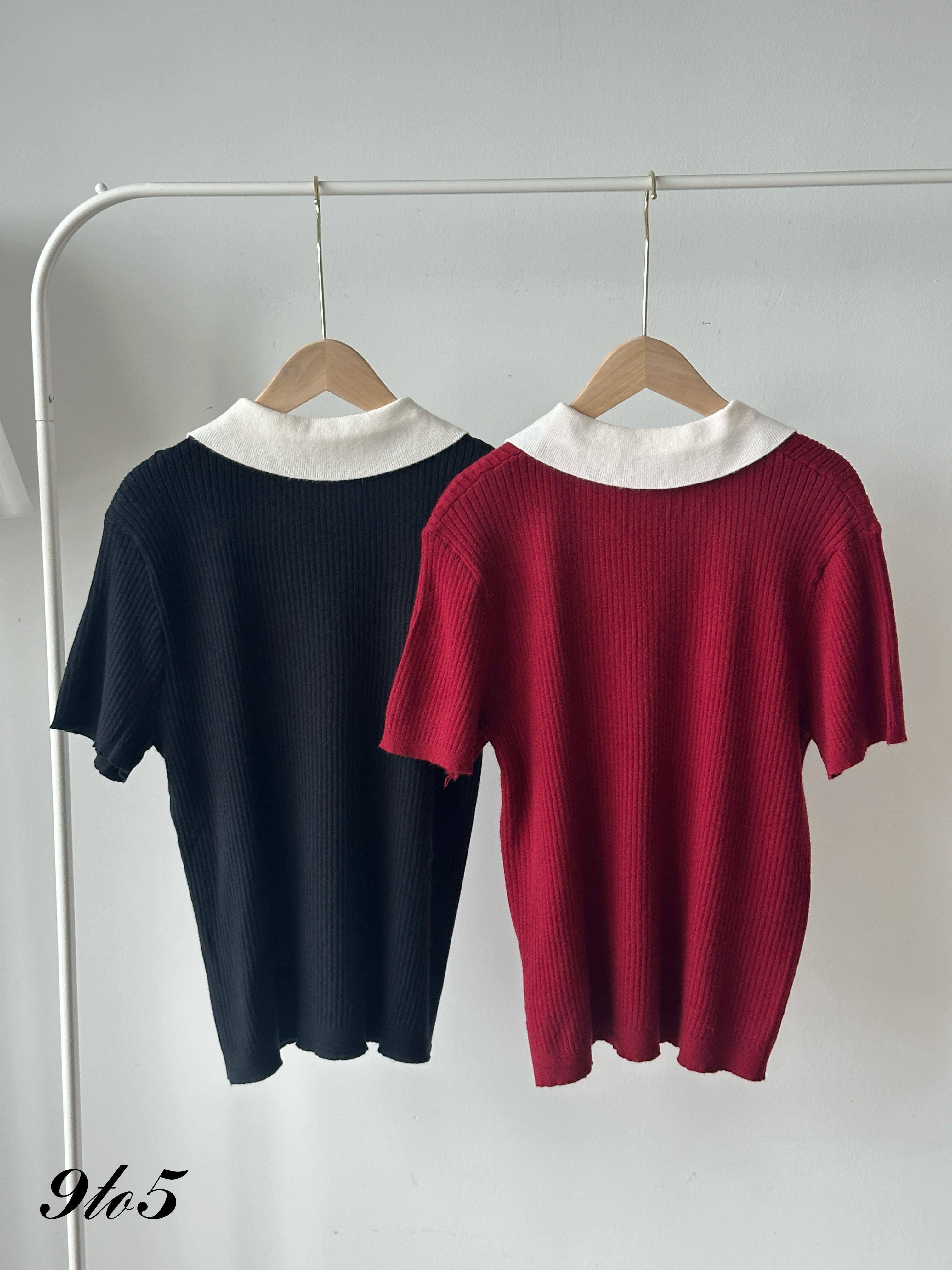 T4285 Contrast Knit Polo Tee - 4 Colors 