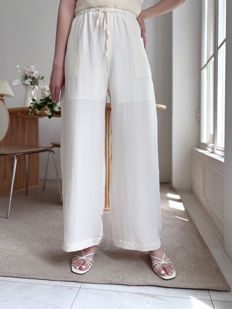 The Airy Elastic Pants (Cream)