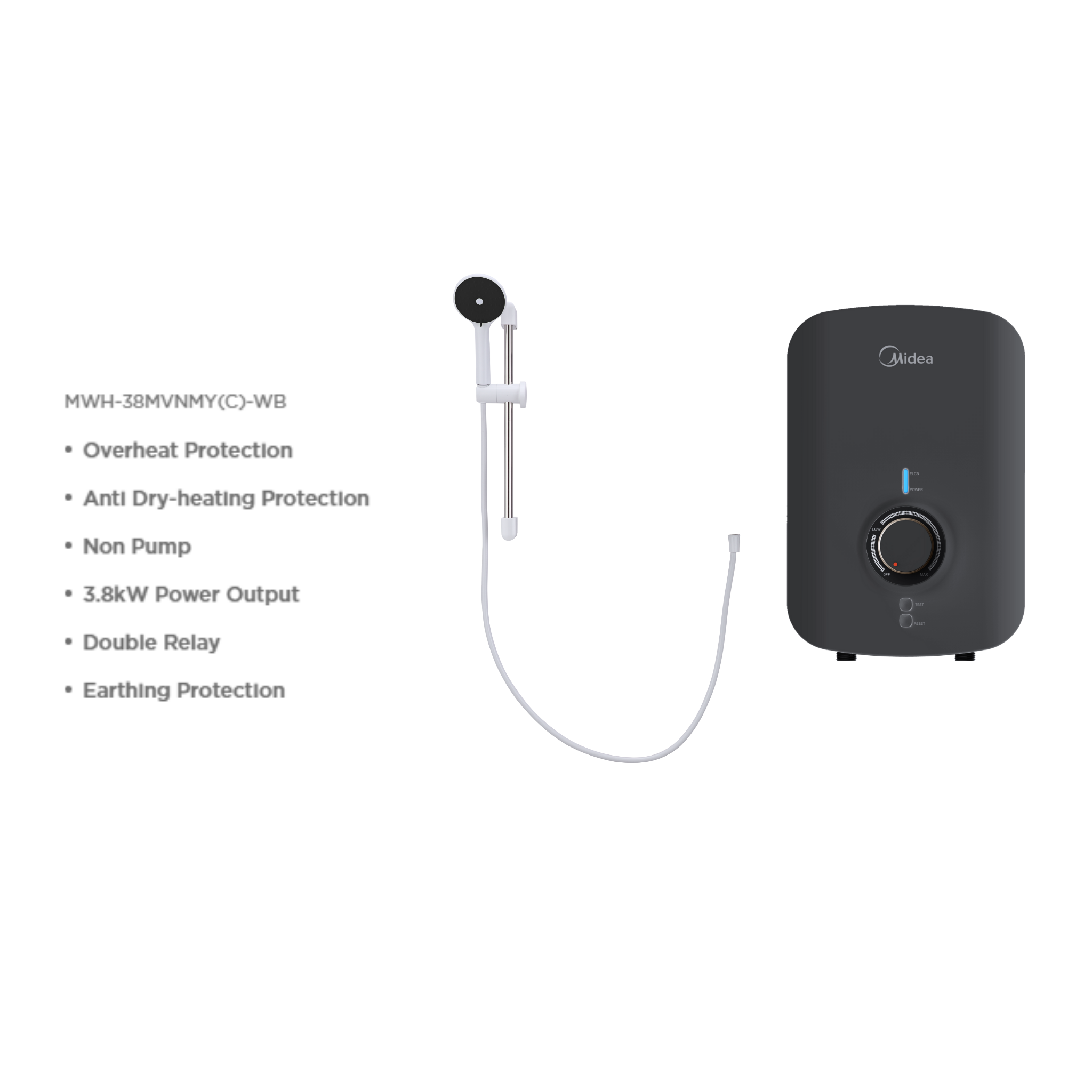 Midea 3800W No Pump Water Heater MWH-38MVNMY(C)-WB