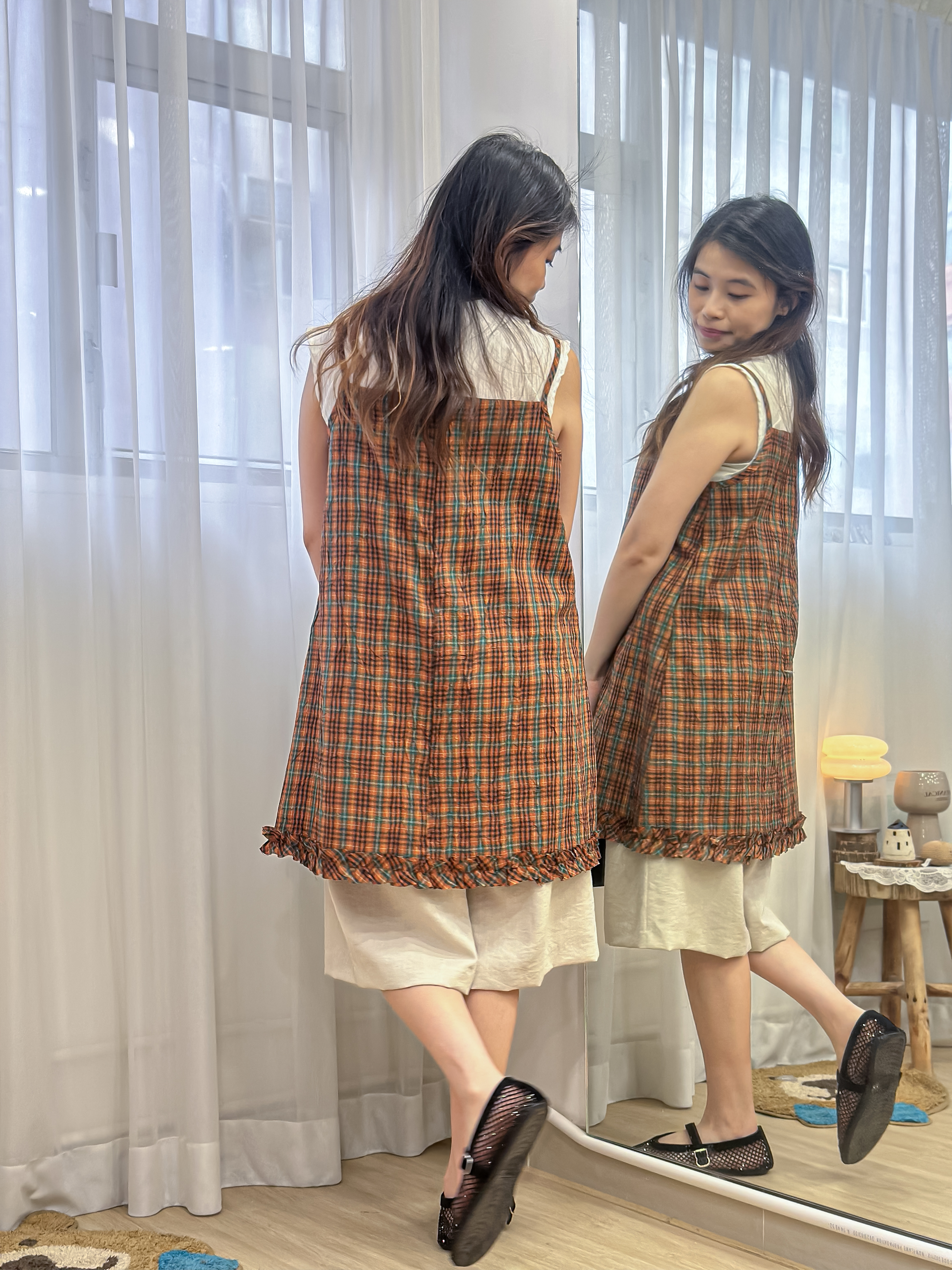 假日高級感～亞麻百慕達6分褲 MH0005 - 杏色 BEIGE